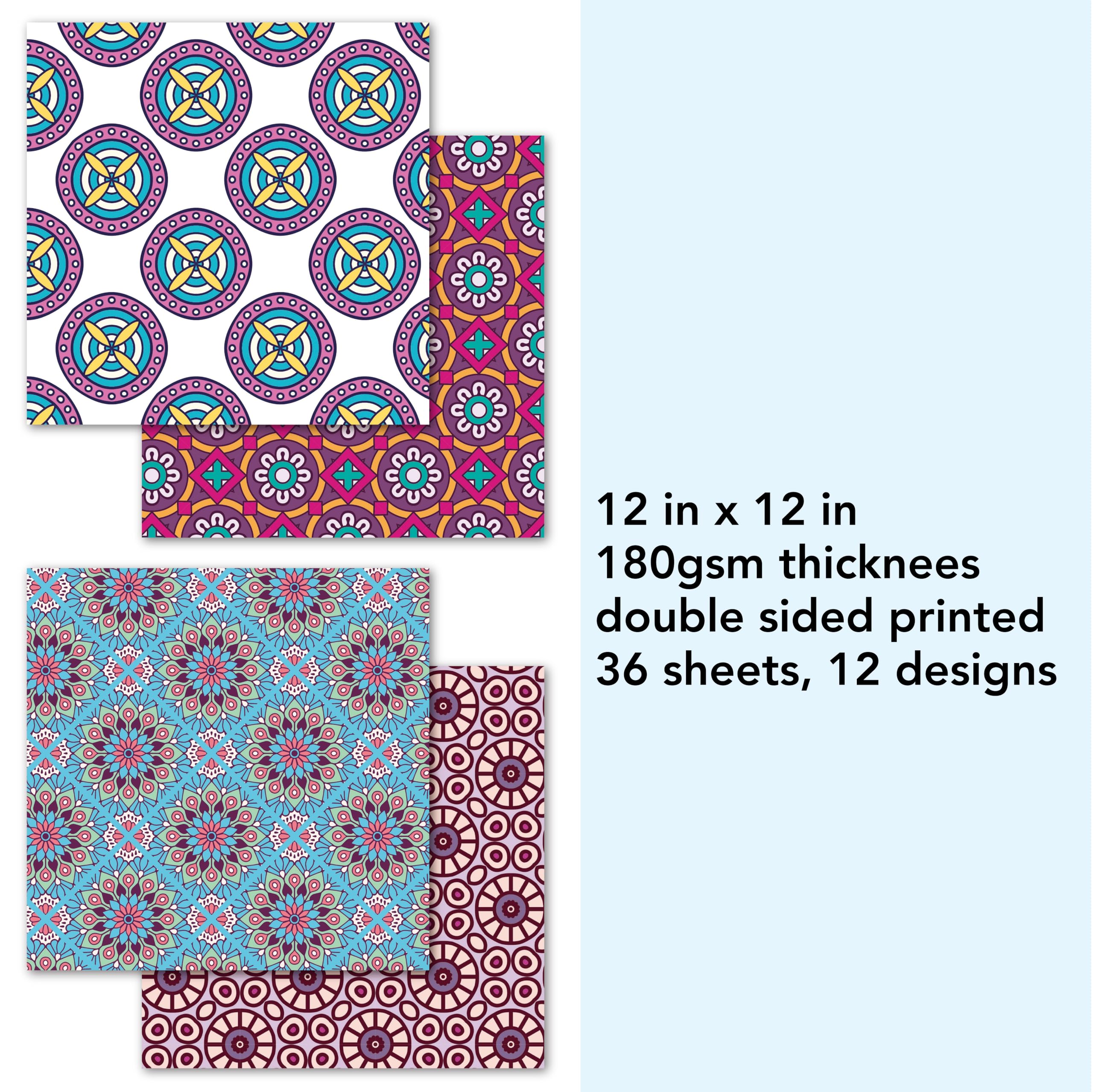 Mandala Pink 12x12 Scrapbook Paper Pad - Premium Cardstock for Valentine's Day Cards, Journaling, Planner, Origami & Scrapbooking | Decorative Craft Paper for DIY Projects & Memory Books