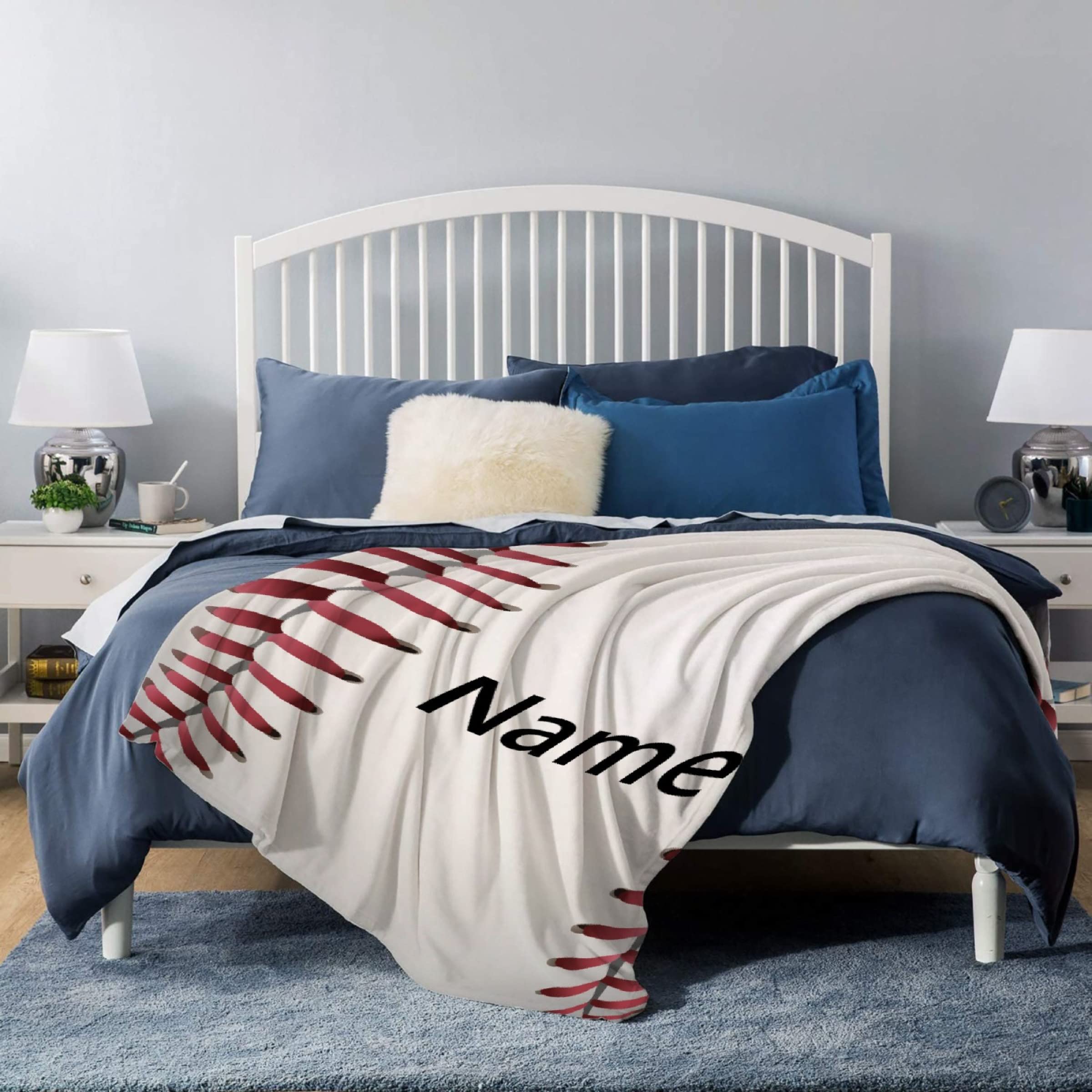Custom Personalized Name Softball Baseball Blanket - Super Soft Extra Large 120