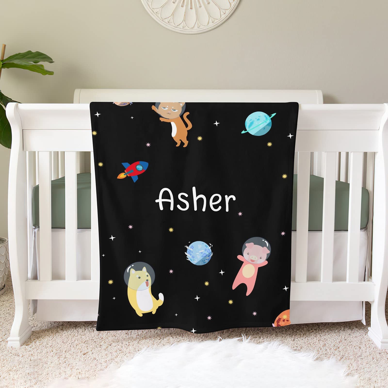 Personalized Baby Blankets for Newborns - Custom Name Swaddle Blanket Gift Set for Girls & Boys (30x40 Inches) - Perfect for Nursery, Christening & Baby Showers