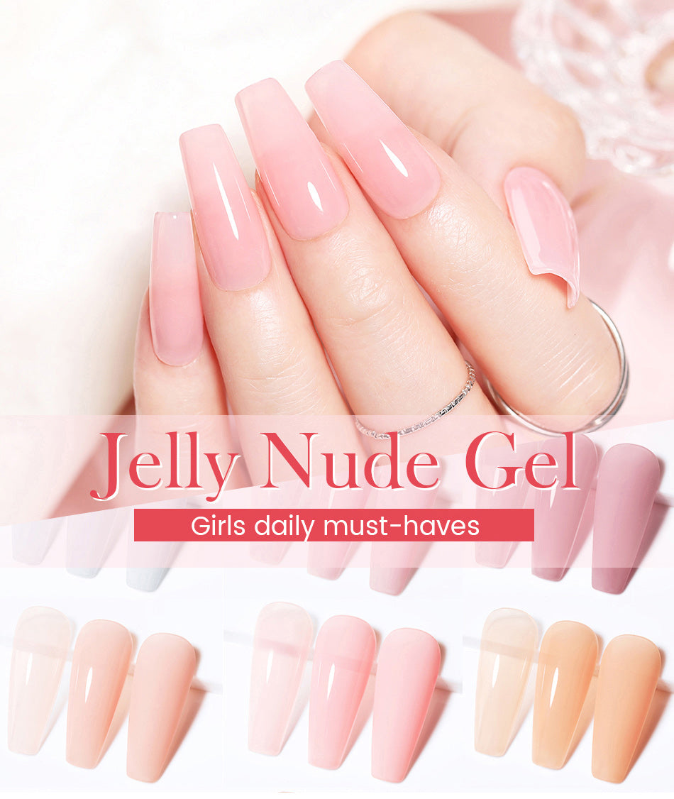 Born Pretty Jelly Nude Gel Polish - Long Lasting Soak Off UV LED Nail Polish for Salon & Home Manicure - Perfect for Weddings, Parties & Everyday Wear