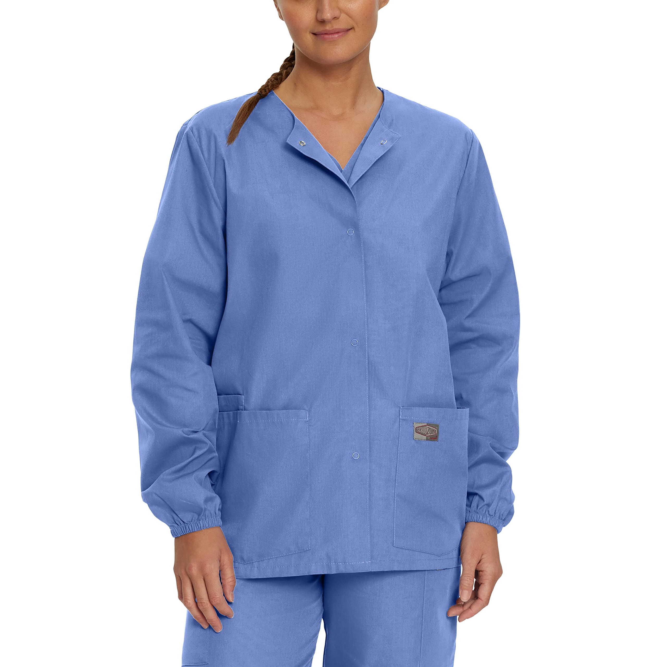 Landau Scrub Zone Relaxed Fit 2-Pocket Snap-Front Scrub Jacket for Women 75221 - Comfortable Medical Uniform for Nurses & Healthcare Professionals - Perfect for Hospitals, Clinics & Long Shifts