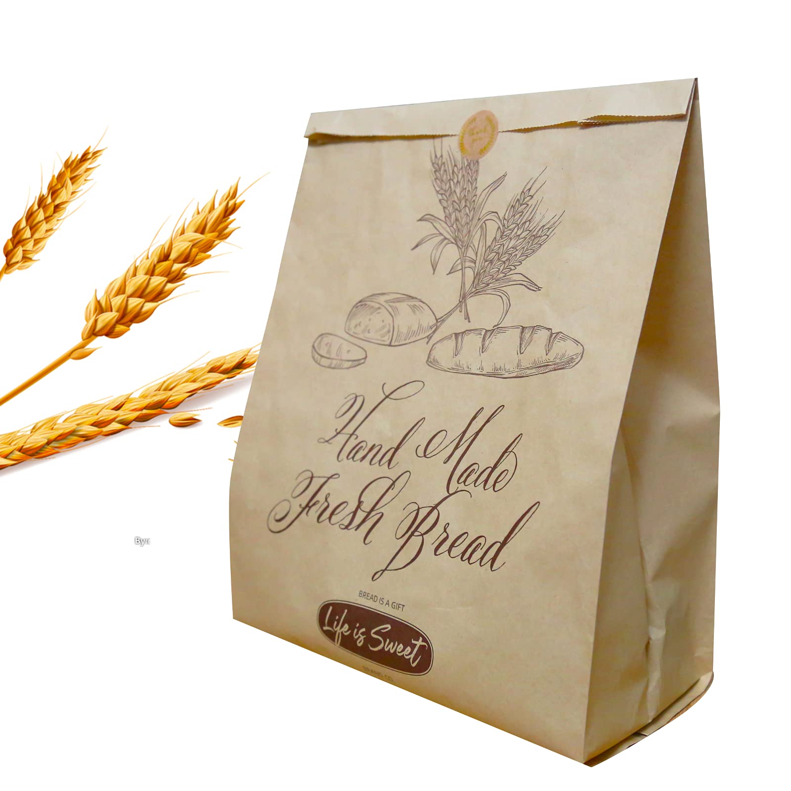 50 Pack 13.8 x 9.5 Inch Eco-Friendly Kraft Paper Bread Bags | Large Bakery Storage Bags for Homemade Bread Loaves | Perfect for Home Kitchen, Bakery & Farmers Market Packaging