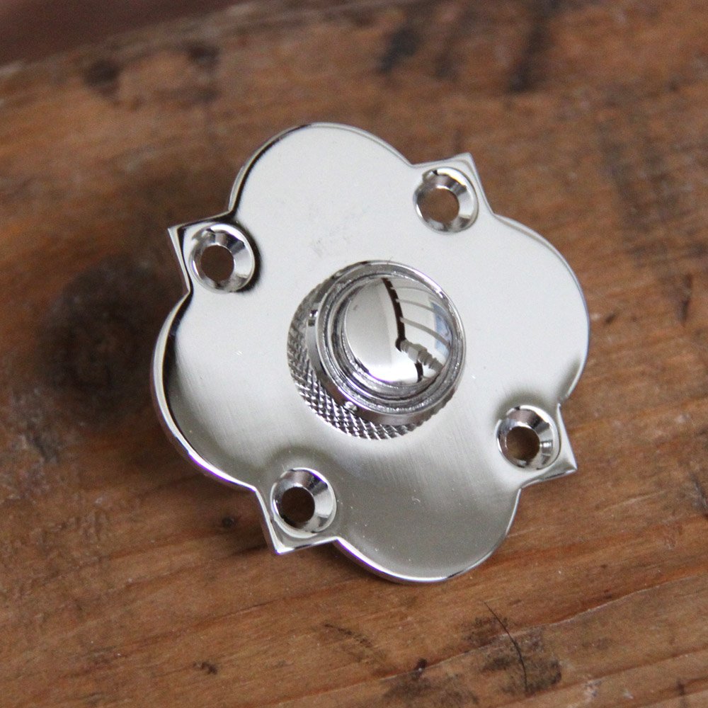 Polished Nickel Quatrefoil Bell Push Button - Vintage Style Doorbell for Home & Garden - Perfect for Victorian, Cottage, and Farmhouse Decor