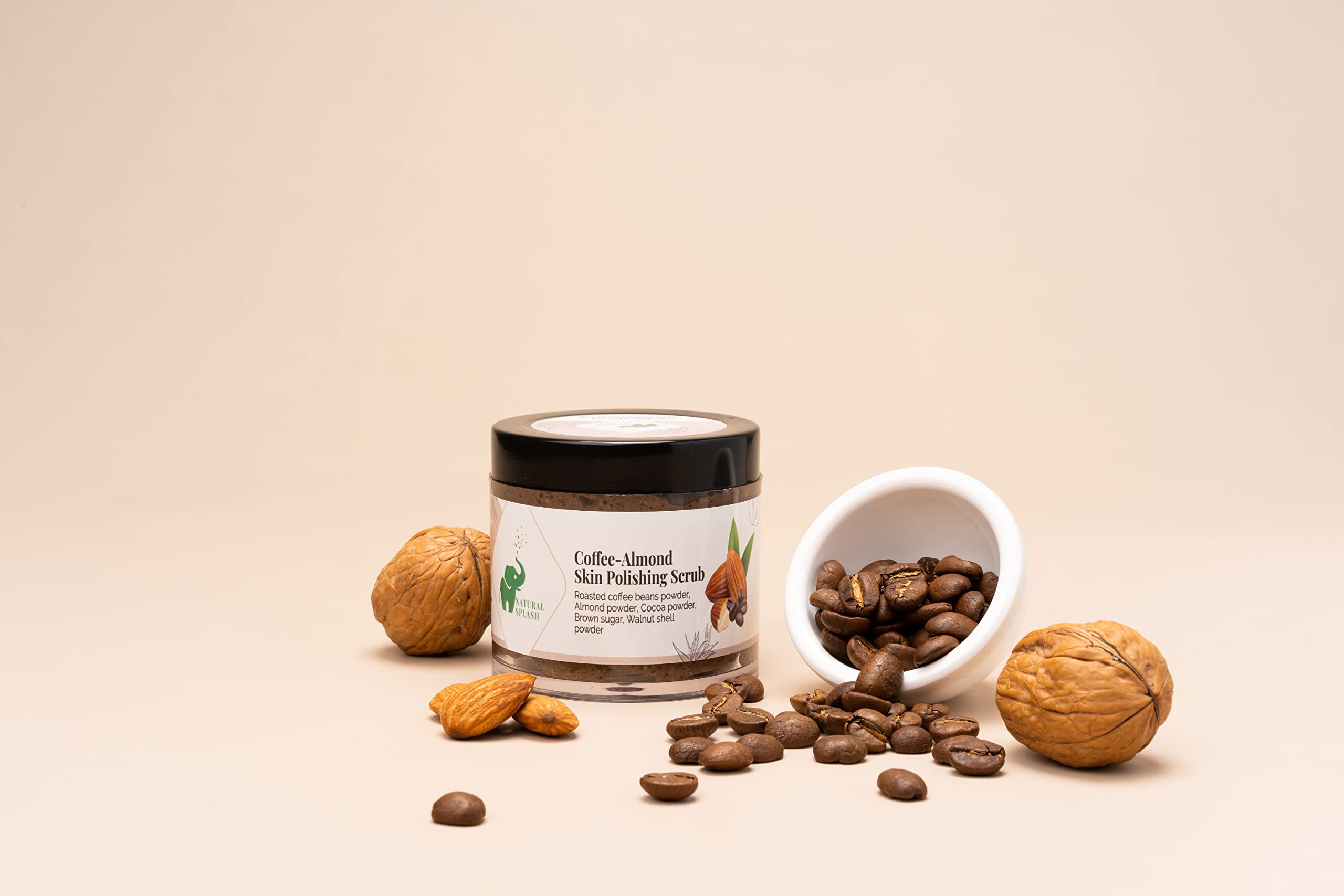 Natural Splash Coffee Almond Skin Polishing Scrub | Exfoliating Face & Body Scrub for Tan Removal | Coffee Scrub with Walnut, Cocoa & Almond Powder | Skin Brightening & Smoothing Treatment | Perfect for Spa Day & At-Home Skincare Routine