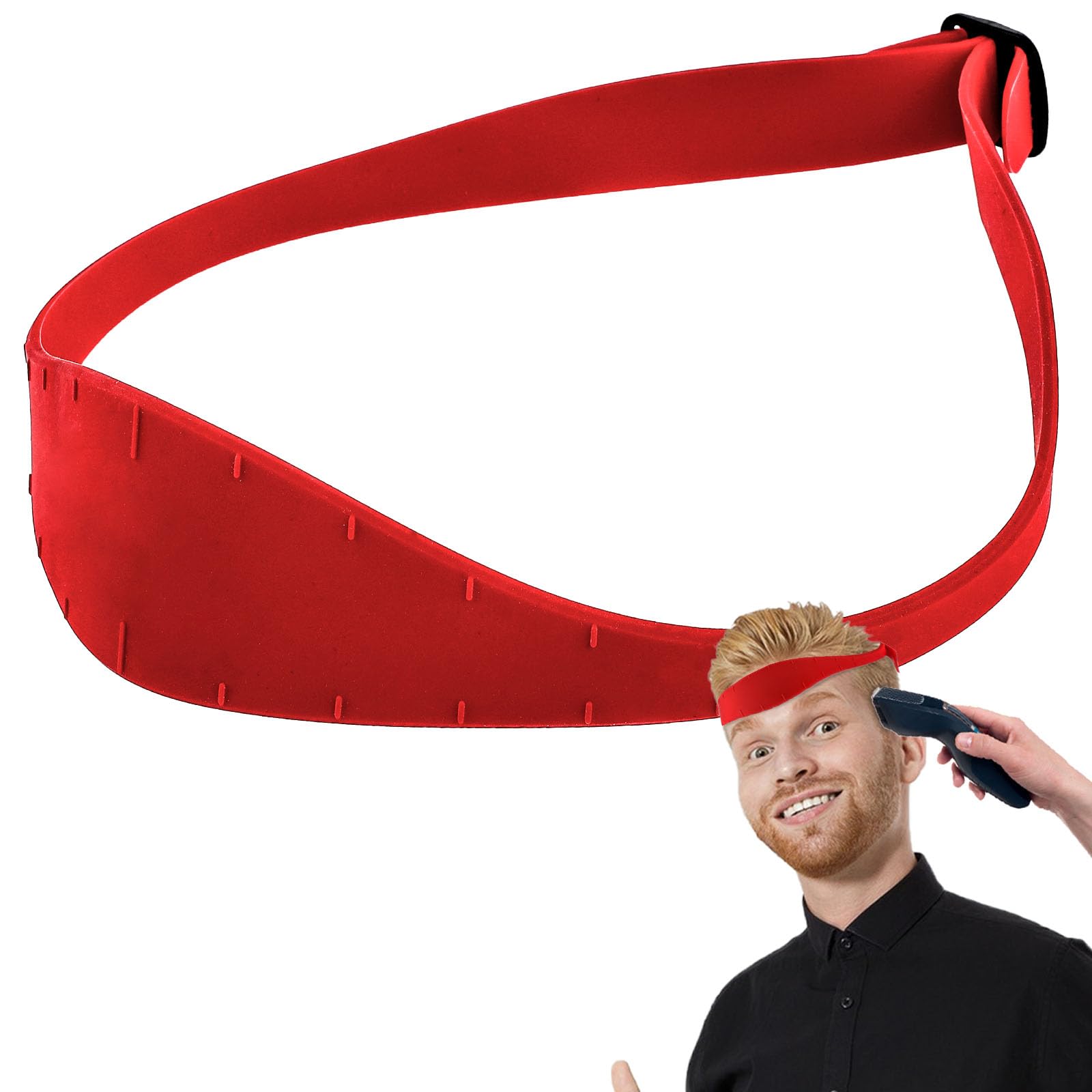 Professional Silicone Neckline Shaving Template & Hair Trimming Guide - DIY Haircut Tool for Clean Straight Hairlines, Fade & Taper Cuts - Perfect for Home Haircuts, Barbers & Stylists (Red) - Ideal for Men's Grooming, Beard Trimming & Salon-Quality Results at Home