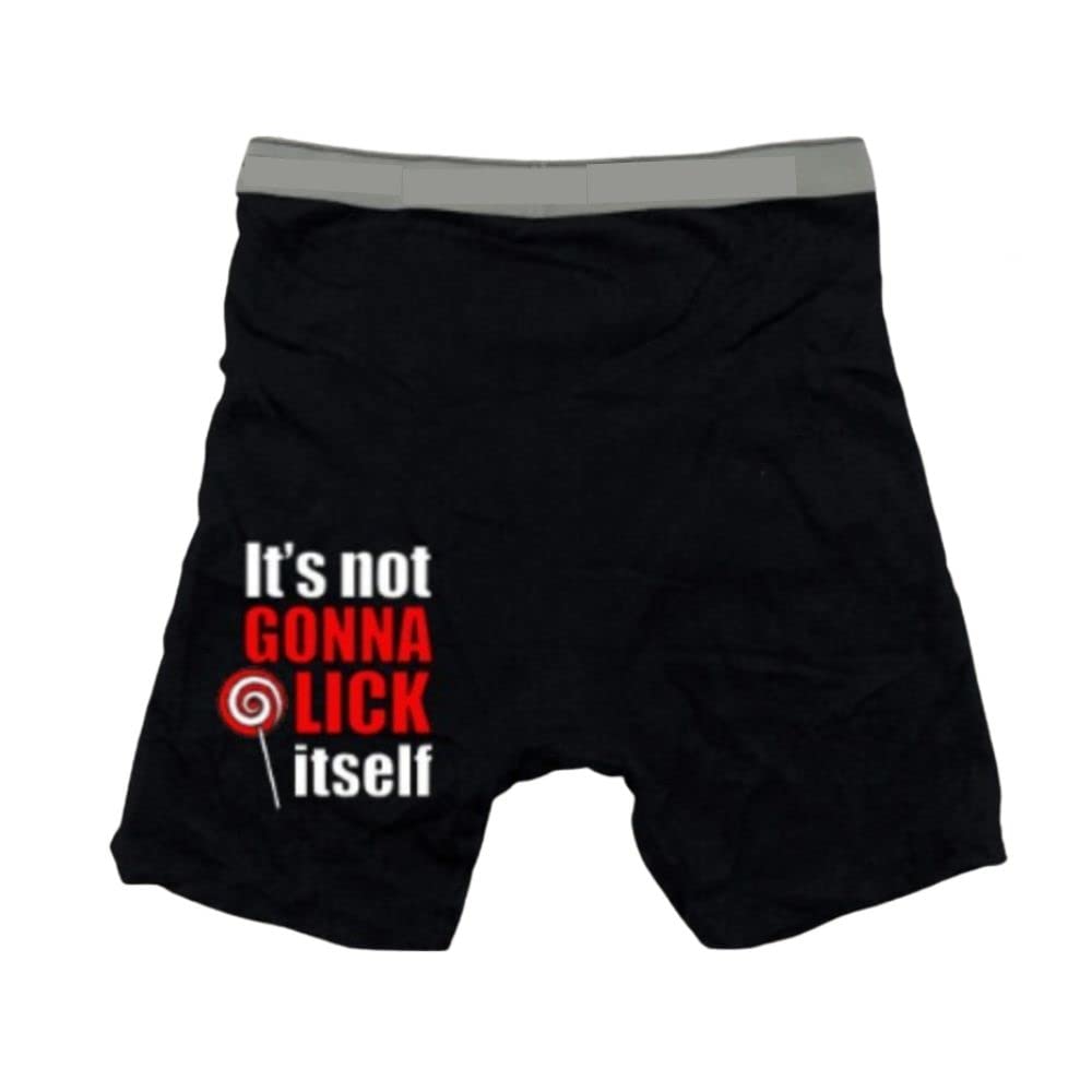 Funny It's Not Gonna Lick Itself Men's Boxer Briefs - Comfortable Cotton Underwear for Daily Wear & Gifts (XXL, Black) - Perfect for Casual, Gym & Humorous Occasions