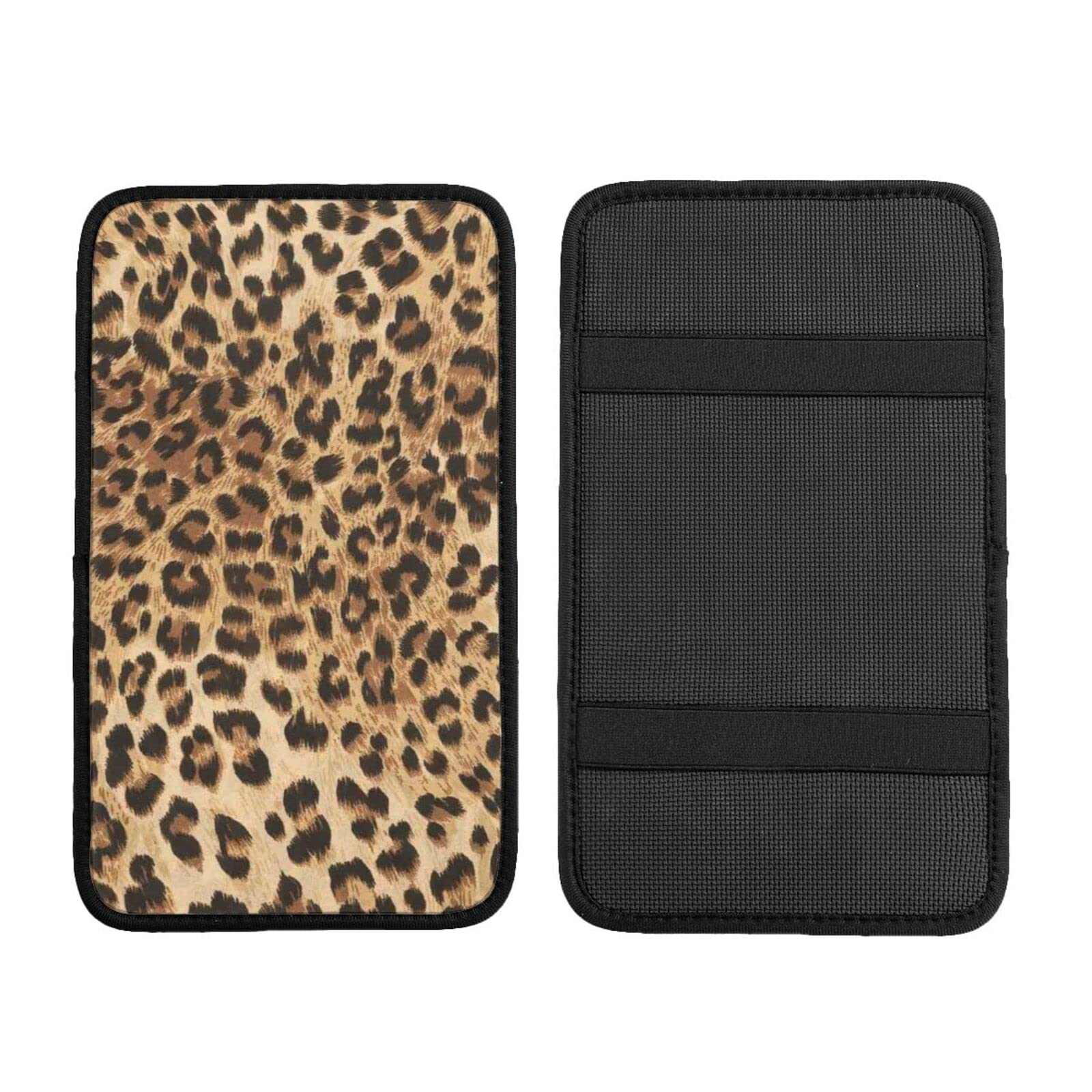 Leopard Print Auto Center Console Pad - Soft Armrest Cushion Cover Protector for Most Cars & Trucks | Comfortable Driving Accessory for Long Commutes & Road Trips
