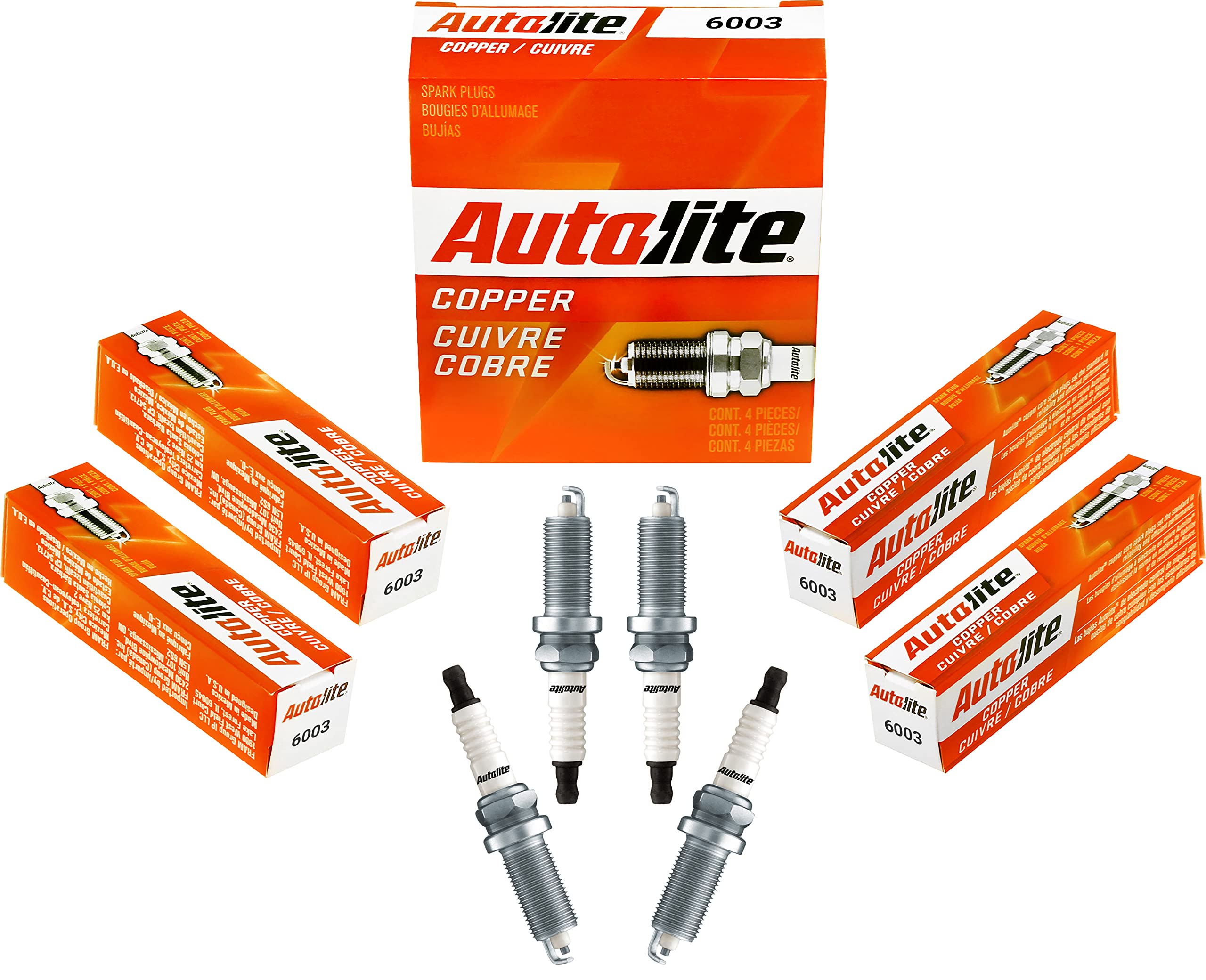 Autolite 6003 Copper Core Resistor Spark Plugs - 4 Pack for Car, Truck & SUV - High Performance Automotive Replacement Parts for Smooth Engine Operation & Better Fuel Efficiency