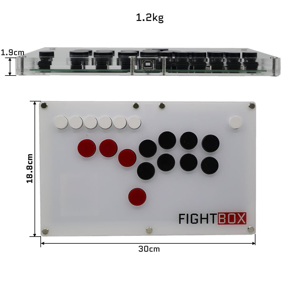 FightBox B1-PC All Button Leverless Arcade Fight Stick Game Controller for PC, PS3, Nintendo Switch - Perfect for Fighting Games, eSports & Retro Gaming