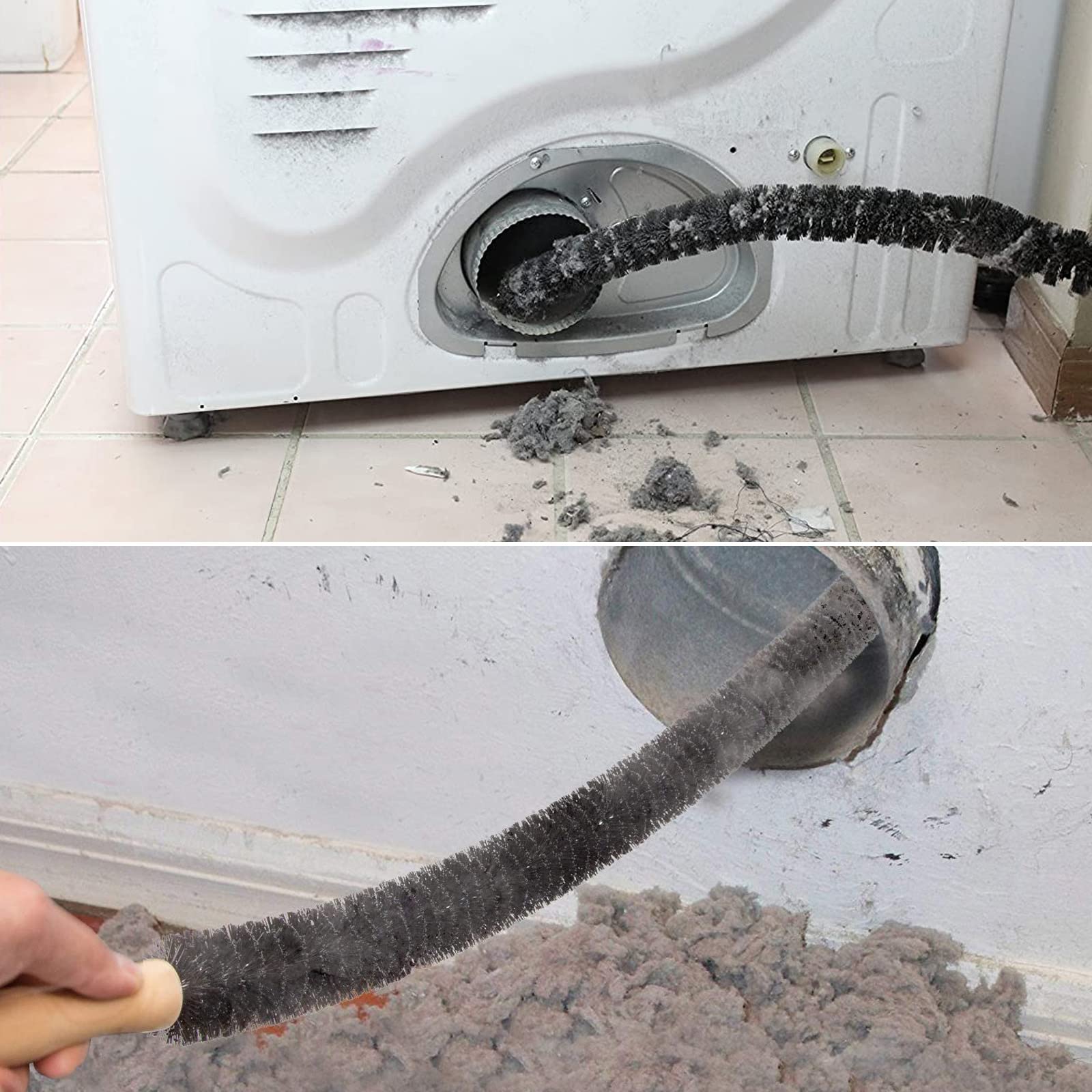 2 Pack Lint Remover Brush & Dryer Vent Cleaner Kit - Flexible Long Handle Lint Brush for Dryer Vents, Refrigerator Coils & Home Appliance Cleaning - Perfect for Laundry Room, HVAC Maintenance & Appliance Care