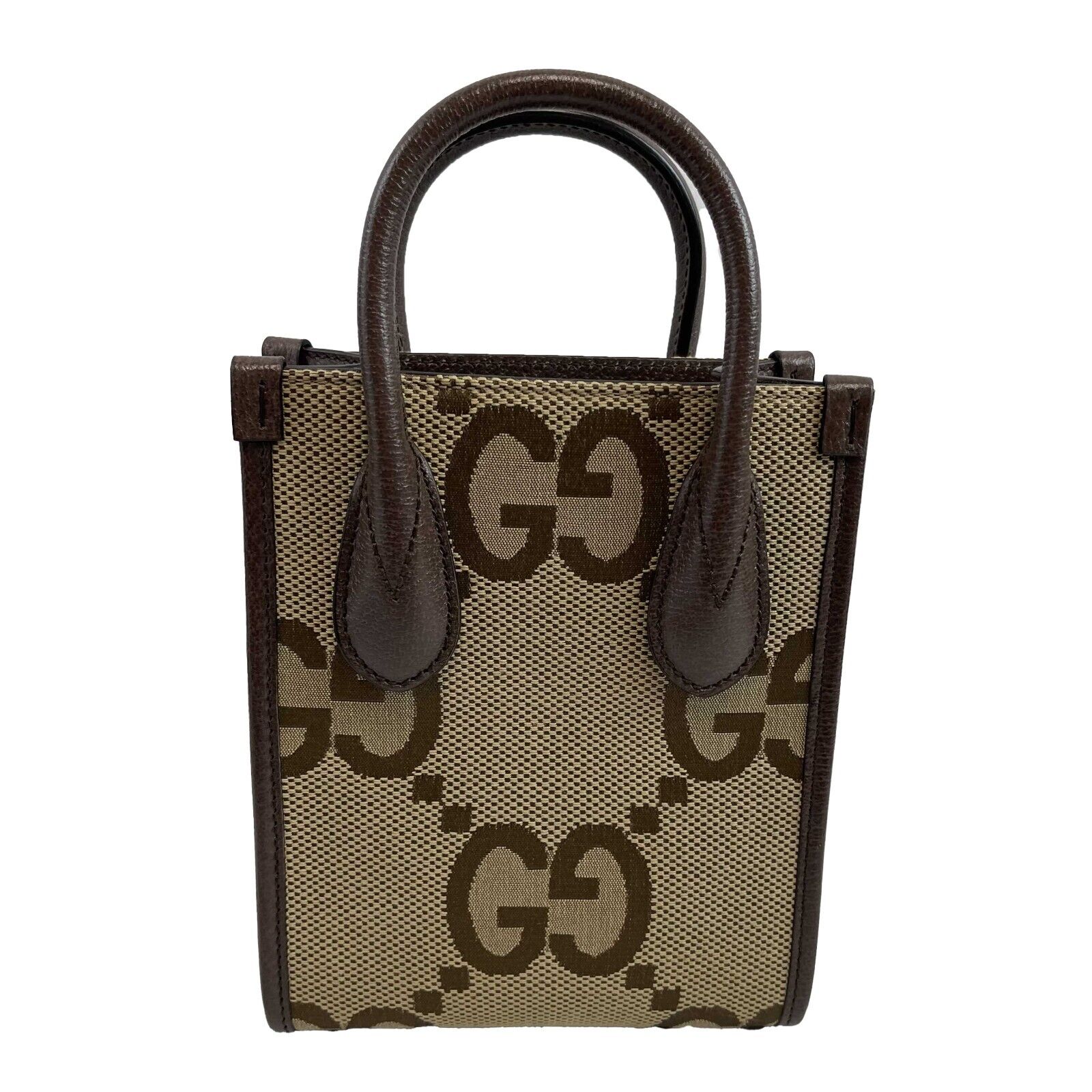 Gucci Jumbo GG Mini Vertical Tote Crossbody Handbag for Women - Beige & Brown Leather Shoulder Bag Purse | Perfect for Work, Travel & Everyday Use