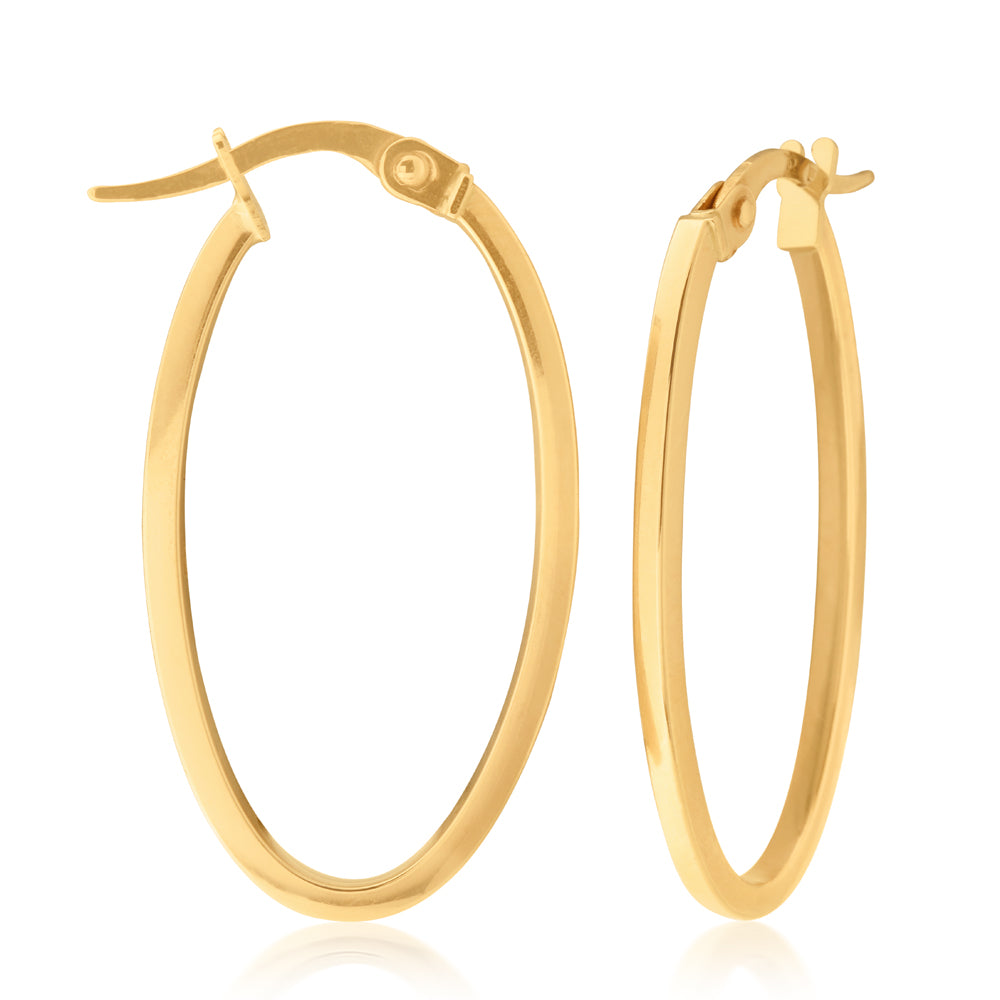 9ct Yellow Gold 10mm Oval Plain Stud Earrings for Women - Classic Minimalist Jewelry for Everyday Wear & Special Occasions