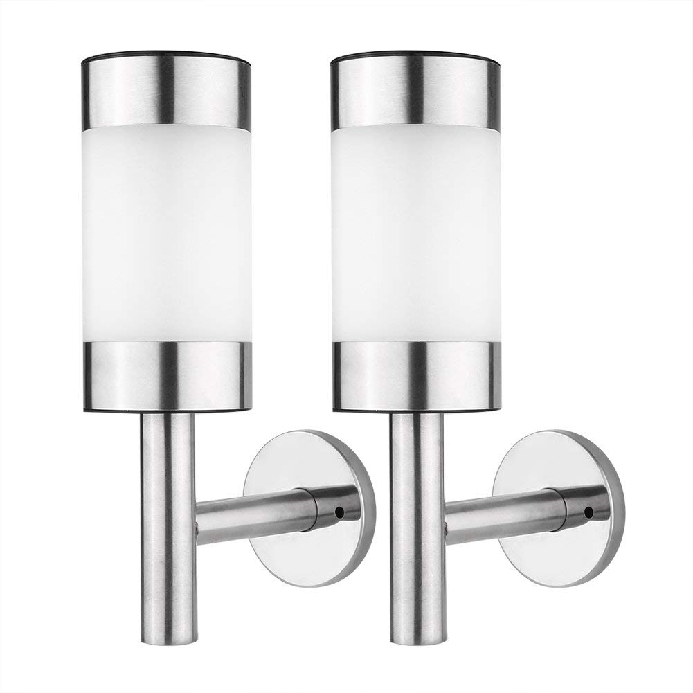 Mumusuki 2 Pack Solar Powered LED Outdoor Wall Lights - Stainless Steel Waterproof Garden Lights for Yard, Fence, Pathway, and Landscape Decoration | Motion Sensor, Dusk to Dawn Lighting for Home & Patio