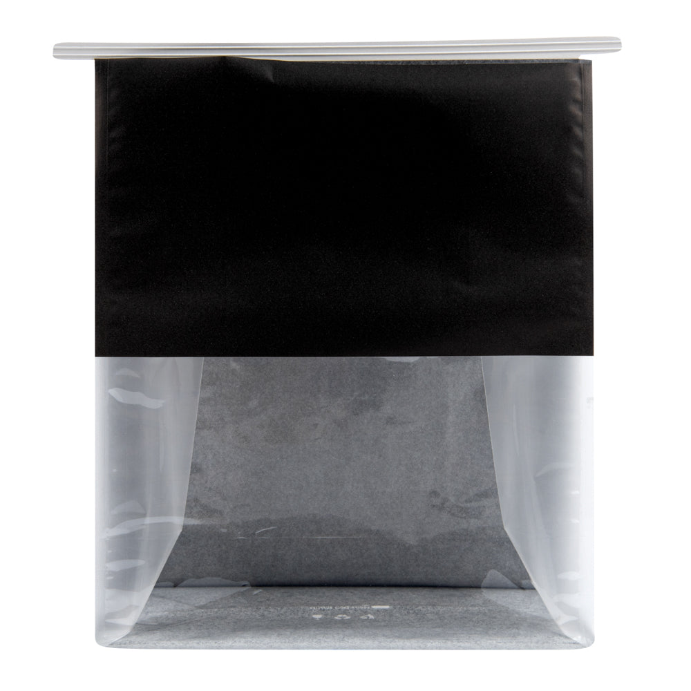 Premium Black Cotton Paper Tin Tie Bags with Clear Window - 8.75