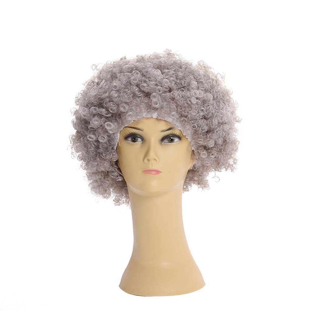 80s Disco Mullet Wigs for Men & Women - Short Curly Synthetic Human Hair Wigs for Cosplay, Halloween Costumes & Vintage Parties - Freetress Grey Wig (Great for Themed Events, Costume Parties & Retro Fashion)