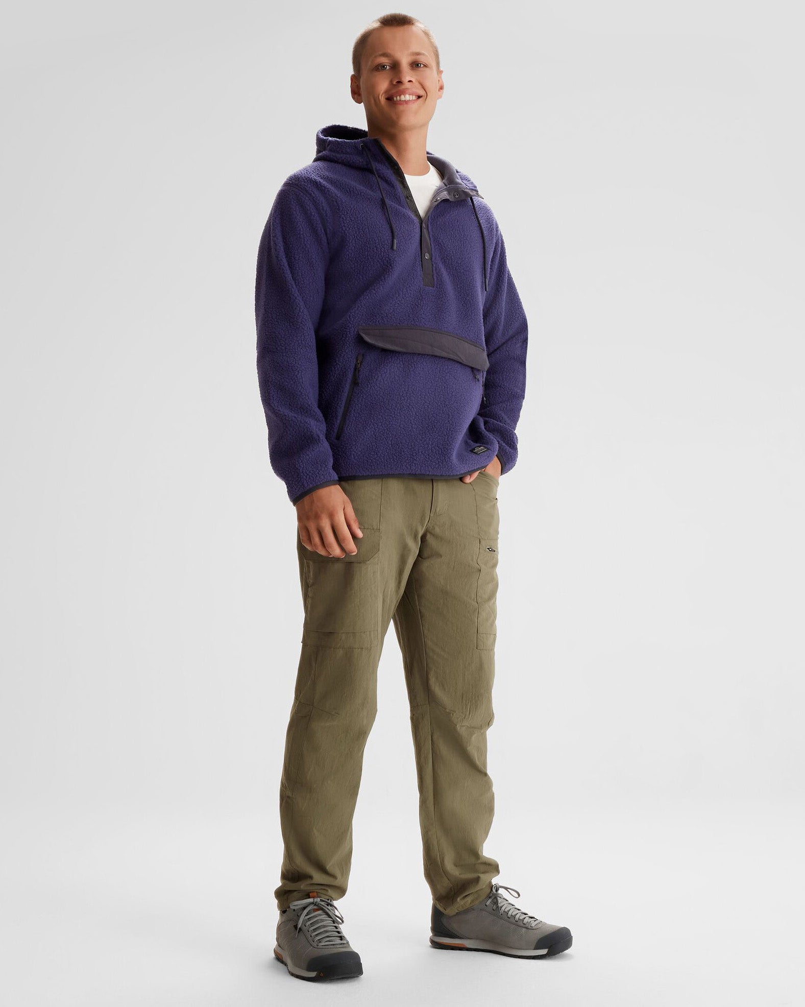 Men's Co Z High Pile Hooded Pullover Sweatshirt - Dark Horizon Color - Warm Winter Fleece Jacket for Outdoor Activities & Casual Wear