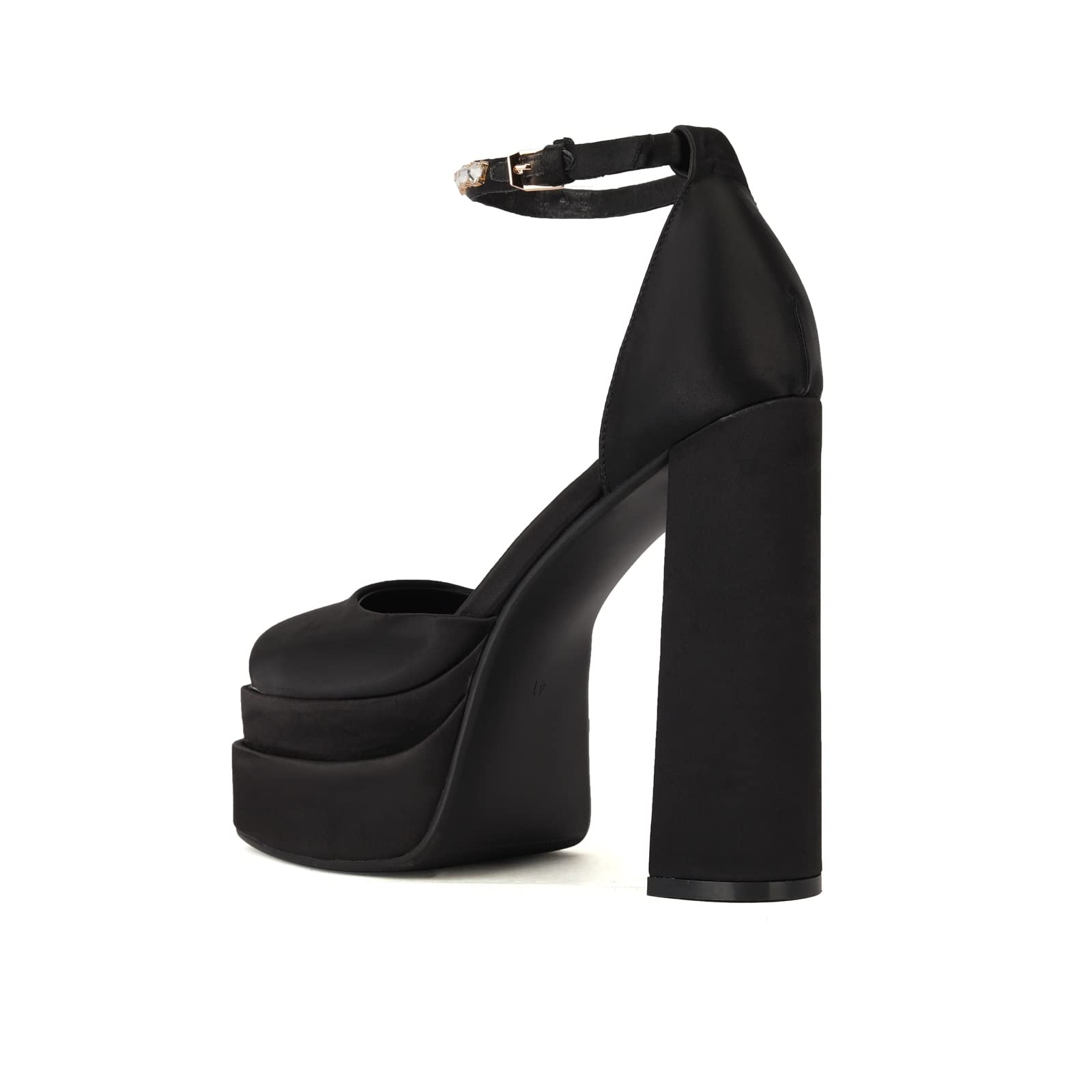 Keleimusi Women's Chunky Block High Heels - Lace-Up Square Toe Platform Pumps for Party, Wedding & Evening Events - Comfortable Sandals in Black | Perfect for Night Out, Bridal Shower & Special Occasions