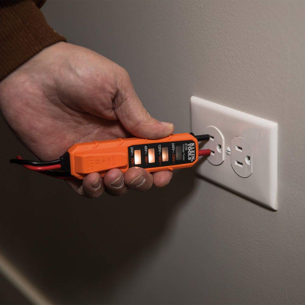 Klein Tools ET45 Voltage Tester - AC/DC Voltage Detector Pen, Non-Contact Electrical Tester with LED Light, Battery-Free for Home, Electrician & DIY Projects