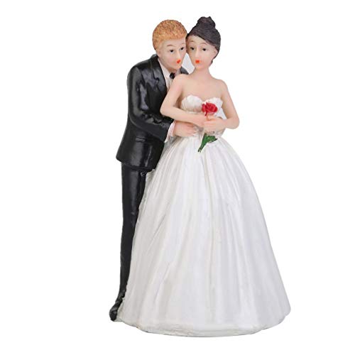 NUOBESTY Funny Wedding Cake Topper - Bride & Groom Resin Figurines Holding Each Other - Romantic Couple Cake Decor for Bridal Show, Anniversary & Wedding Party Decoration - Perfect for Wedding Cakes, Cupcakes & Dessert Tables