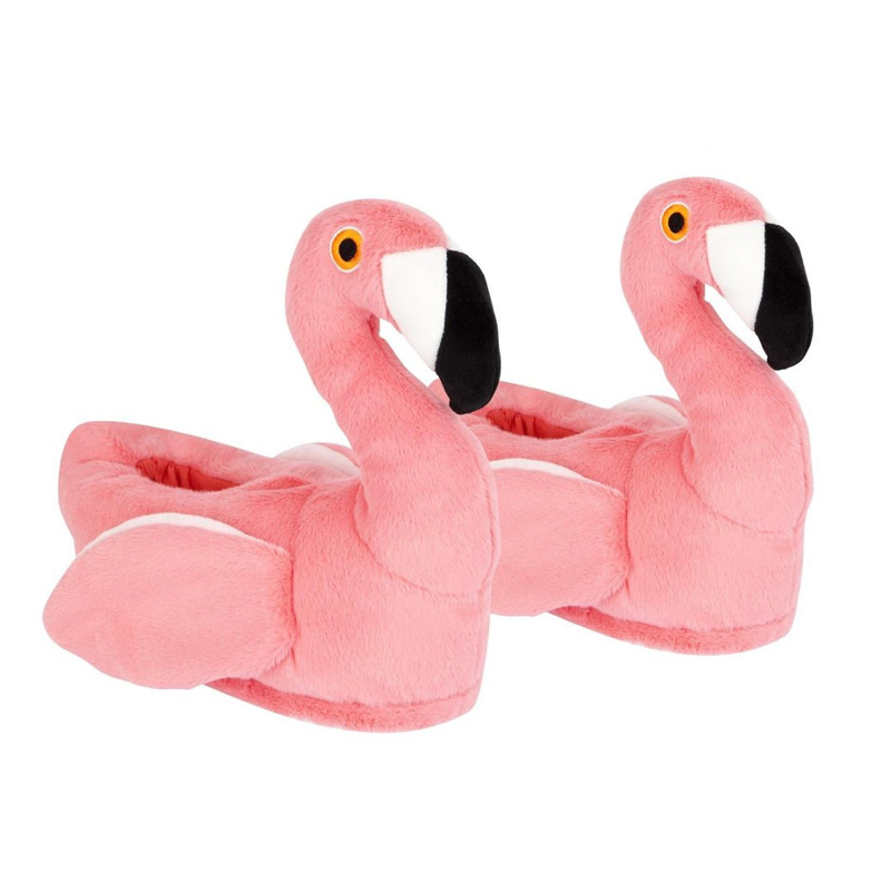 Flamingo Slippers for Women - Soft Plush House Shoes with Non-Slip Sole | Cozy Indoor/Outdoor Slides for Home, Beach & Poolside Comfort