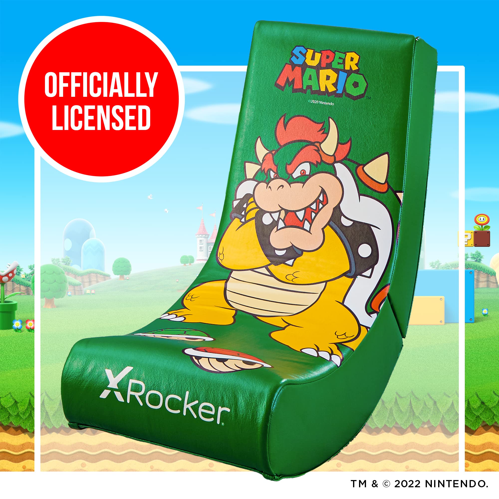 X Rocker Nintendo Video Gaming Chair for Kids 5-17 - Floor Rocker with Mario, Bowser, Peach, Luigi & Yoshi Designs - Perfect Gaming Gift for Teens, Boys & Girls - Ideal for Bedrooms, Game Rooms & Birthday Presents