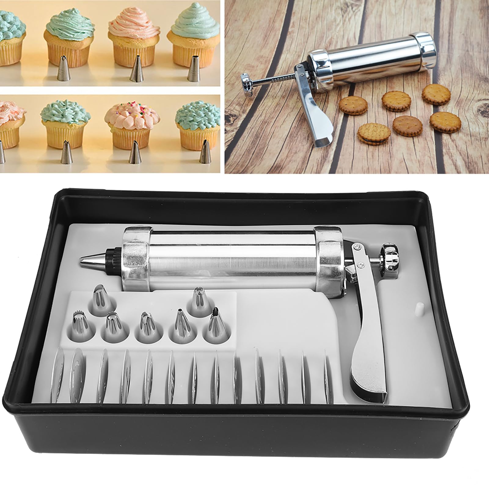 22-Piece Aluminum Alloy Cookie Press Set - Stainless Steel Biscuit Maker Kit for DIY Baking, Cookie Decorating & Cake Icing | Perfect for Christmas, Wedding & Party Dessert Making