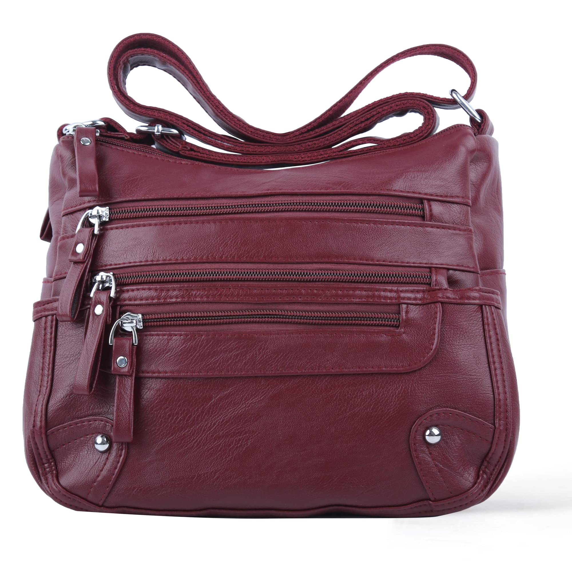 ELDA 10-Pocket Crossbody Purse for Women - Lightweight Shoulder Bag with Multiple Pockets, Medium Satchel Handbag for Everyday Use, Travel & Shopping