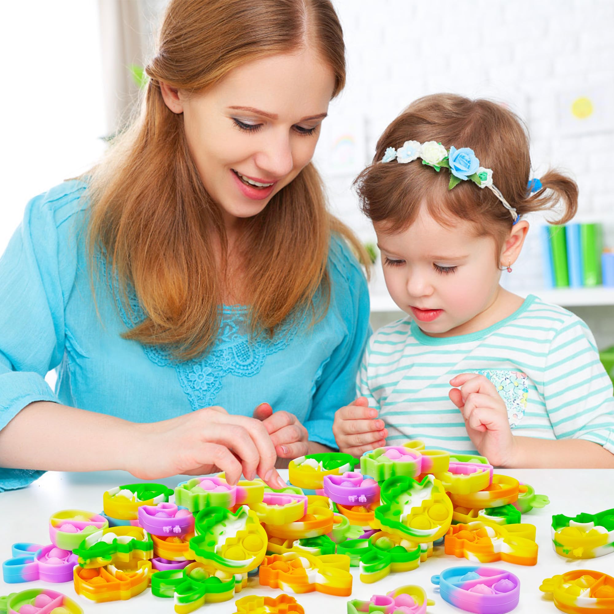 24-Piece Easter Pop Purse Fidget Toy Pack with Keychains - Stress Relief Sensory Toys for Kids & Adults - Perfect for Party Favors, Goodie Bags, Easter Basket Stuffers, Classroom Rewards and Anxiety Relief