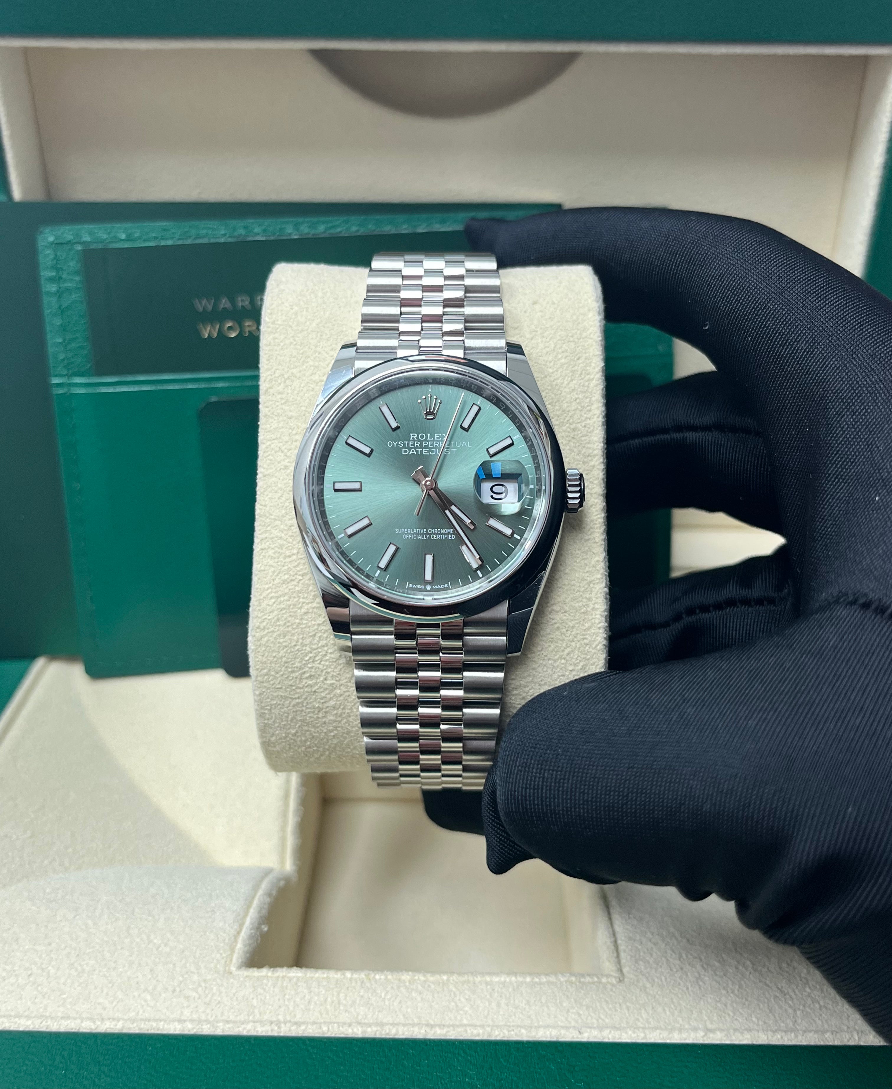 Rolex Datejust 36 Watch - Domed Bezel, Mint Green Index Dial, Jubilee Bracelet (Model 126200) | Luxury Timepiece for Men, Perfect for Business, Formal & Special Occasions