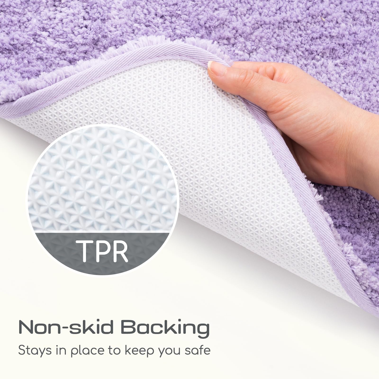 ROSMARUS Non-Slip Shaggy Bath Rugs 24x36 Inches - Super Soft Plush Bath Mat with High Water Absorbency for Bathroom Floor & Tub - Machine Washable Fluffy Shower Mat (Purple) - Perfect for Cozy Bathrooms & Spa-Like Showers