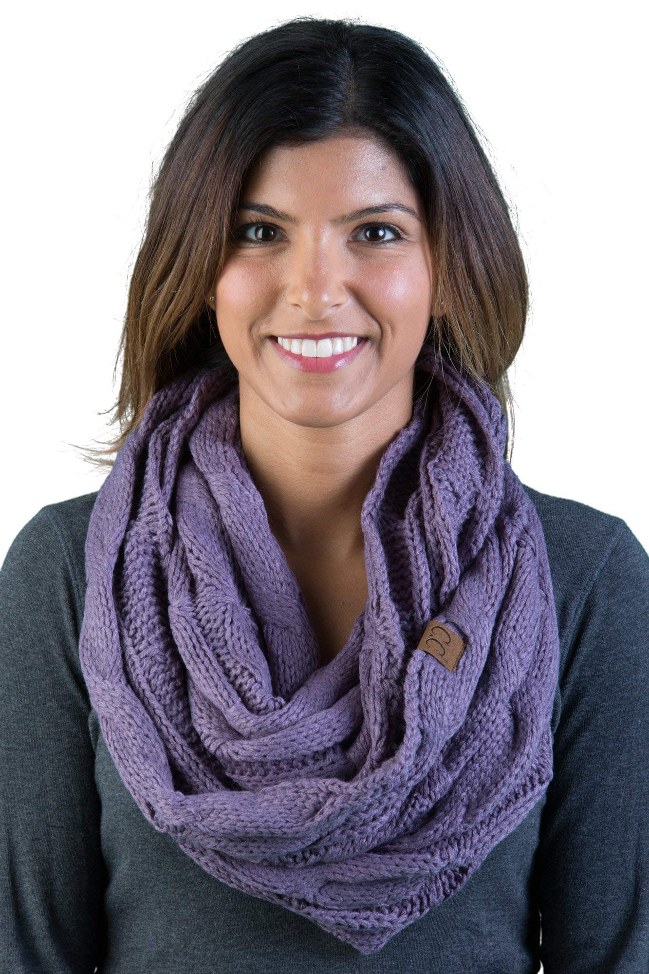 Funky Junque Matching 3-Piece Winter Set - Oversized Beanie, Texting Gloves & Scarf in Violet | Cozy Outfit for Women, Cold Weather Accessories, Gift Idea for Her | Perfect for Snow Days, Outdoor Activities & Fashion Statement