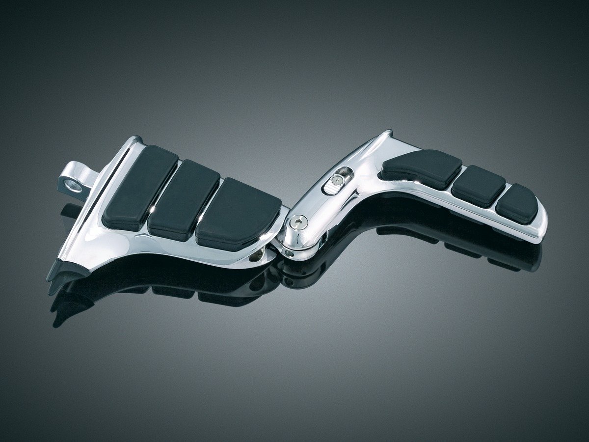 Kuryakyn 4466 SwingWing Cruise Footpegs for Harley-Davidson (2010-2019) - Chrome Motorcycle Footpegs with Male Mount Adapters - 1 Pair - Perfect for Long Rides & Highway Cruising