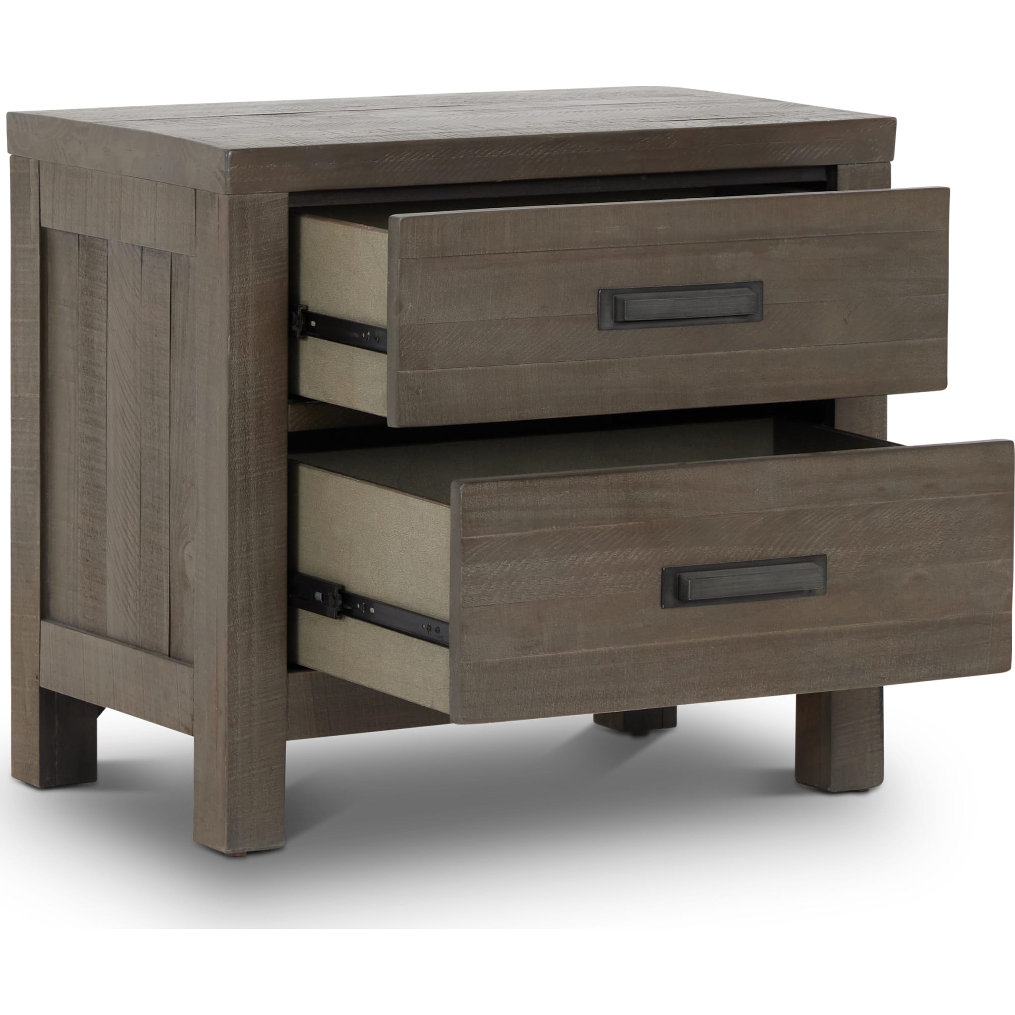 Rustic Grey Taryn Nightstand - Modern Bedside Table with Storage for Bedroom, Living Room, or Guest Room