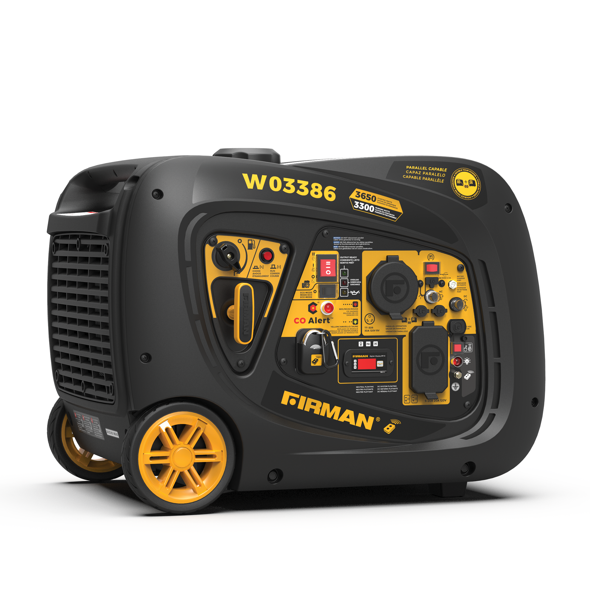 3650W Portable Inverter Generator with Remote Start & CO Alert - Perfect for Camping, RV Trips, and Emergency Power Backup