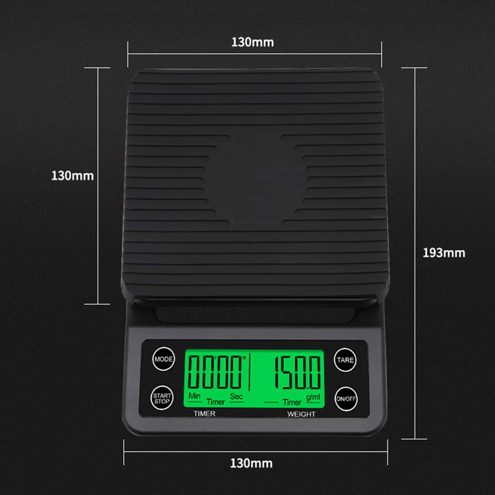 DECDEAL Digital Kitchen Scale with Timer, High Precision Electronic Coffee Food Scale for Baking, Cooking, and Portion Control - Perfect for Home & Commercial Use