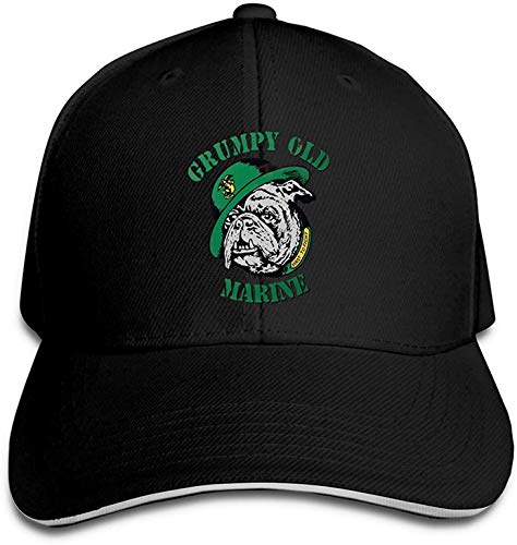 Grumpy Old Marine Sign Unisex Trucker Hat - Dad Baseball Cap for Drivers & Veterans - Black Adjustable Snapback - Perfect for Outdoor Activities, Fishing, Hunting & Casual Wear