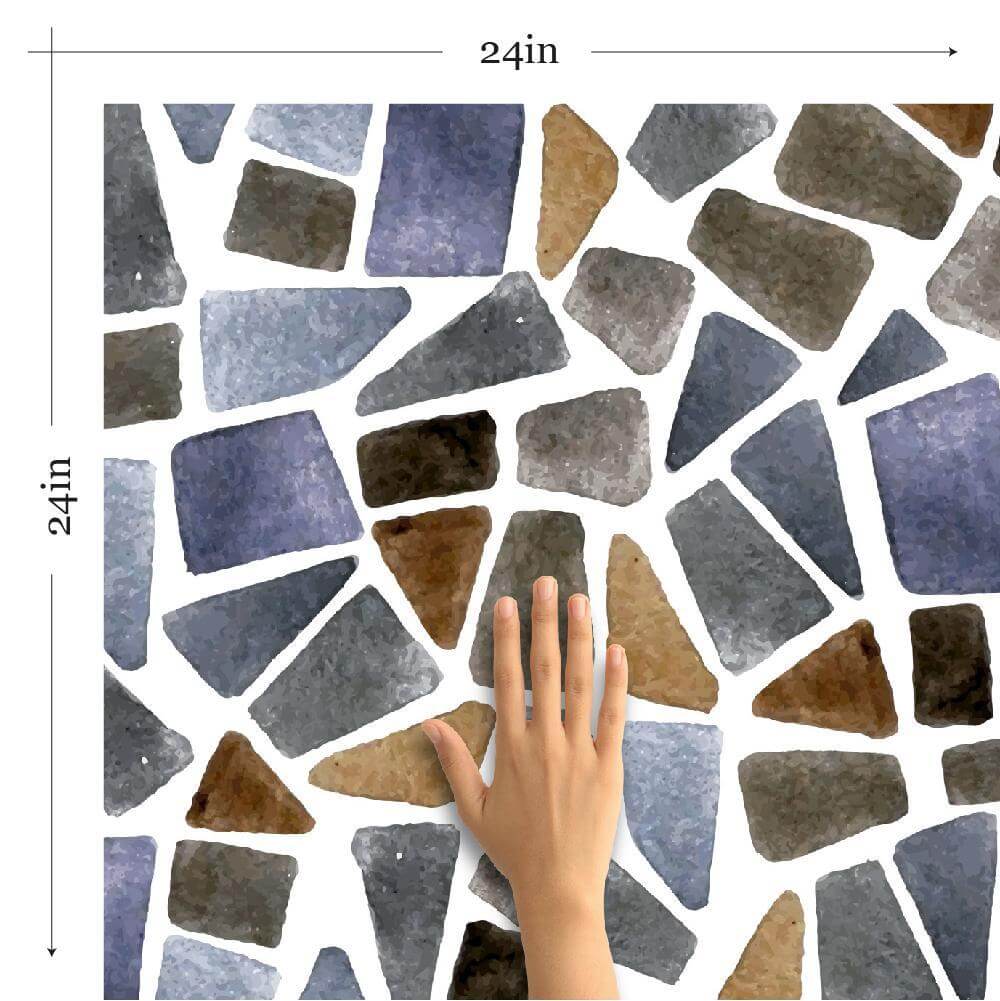 Blue and Yellow Faux Stone Texture Peel and Stick Removable Wallpaper - Self-Adhesive Decorative Wall Covering for Bedroom, Living Room, Office & Home Decor