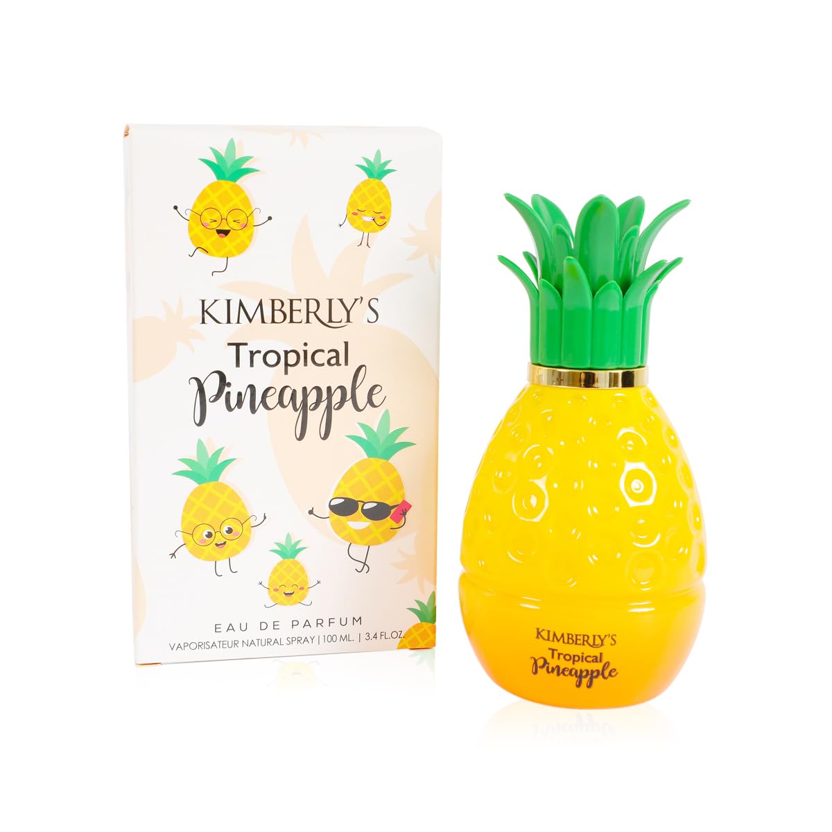 Kimberly Tropical Pineapple Spray Perfume for Women - 3.4 fl.oz Eau De Parfum - Long Lasting Fragrance for Summer, Beach & Vacation - Exotic Fruity Scent