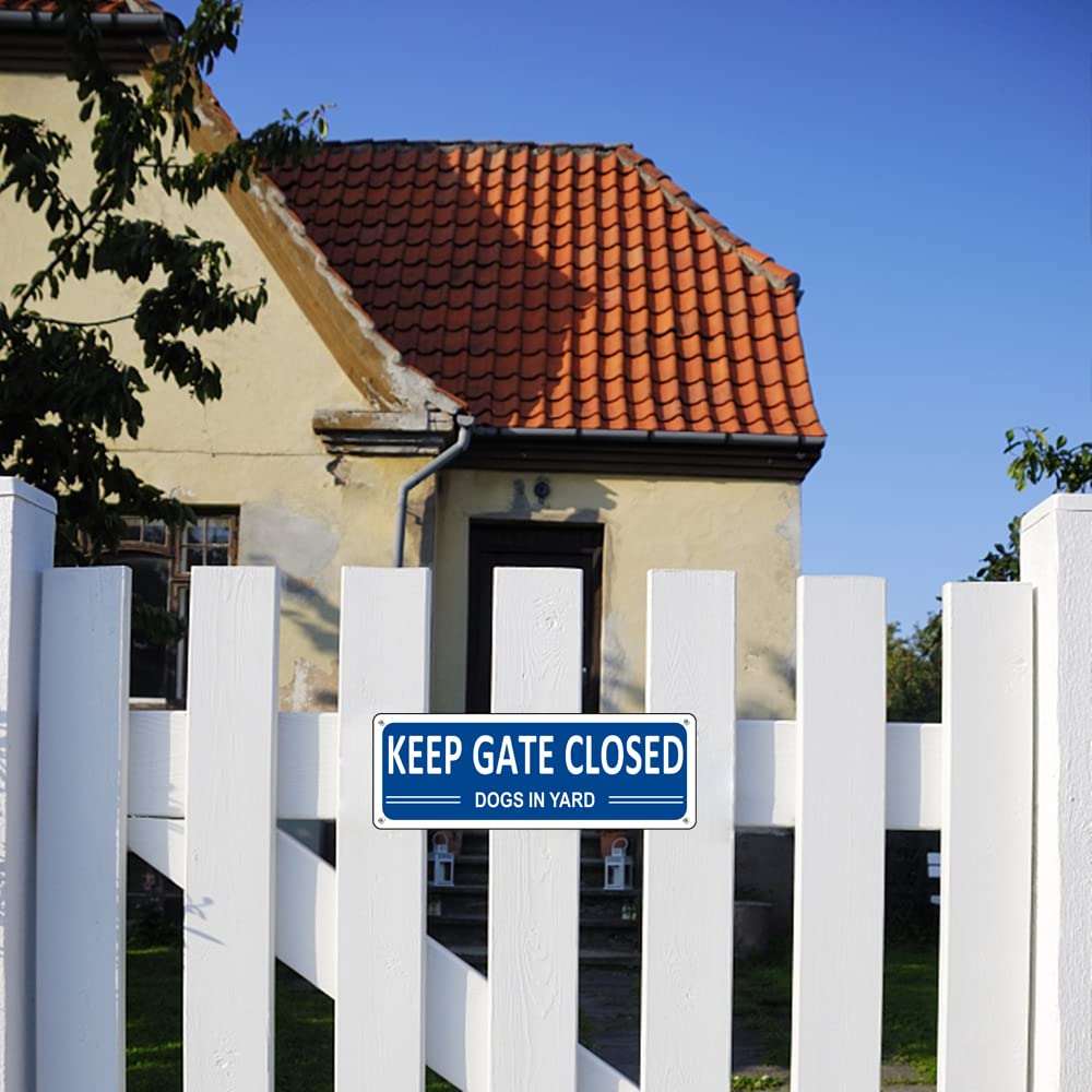 Keep Gate Closed Sign for Dogs - 2 Pack Aluminum Yard Sign (10