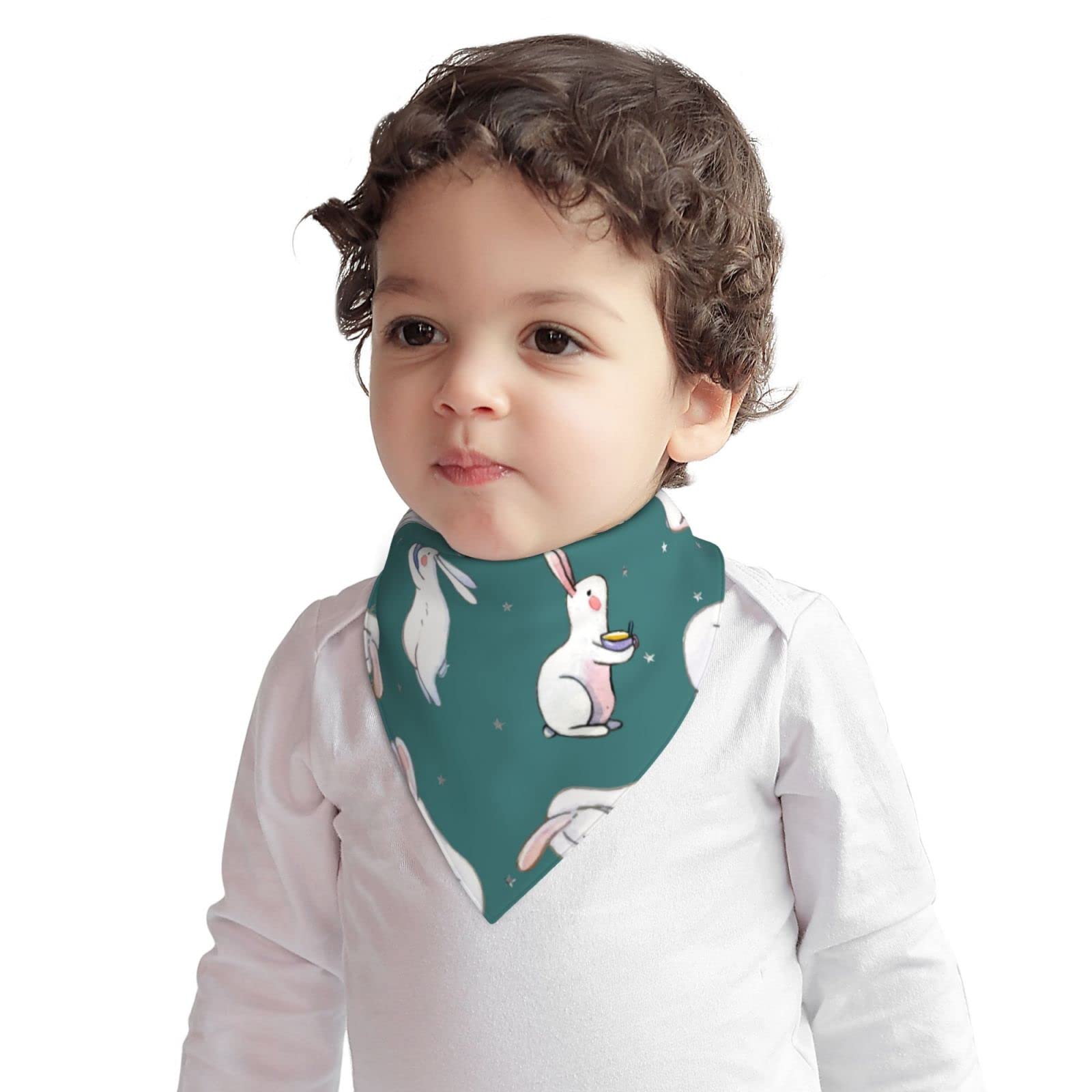 Waterproof Cotton Baby Bibs - Cute Watercolor Rabbit & Easter Bunnies Design - Soft Drool Bibs for Teething & Feeding - Perfect for Easter Gifts, Baby Showers & Daily Use