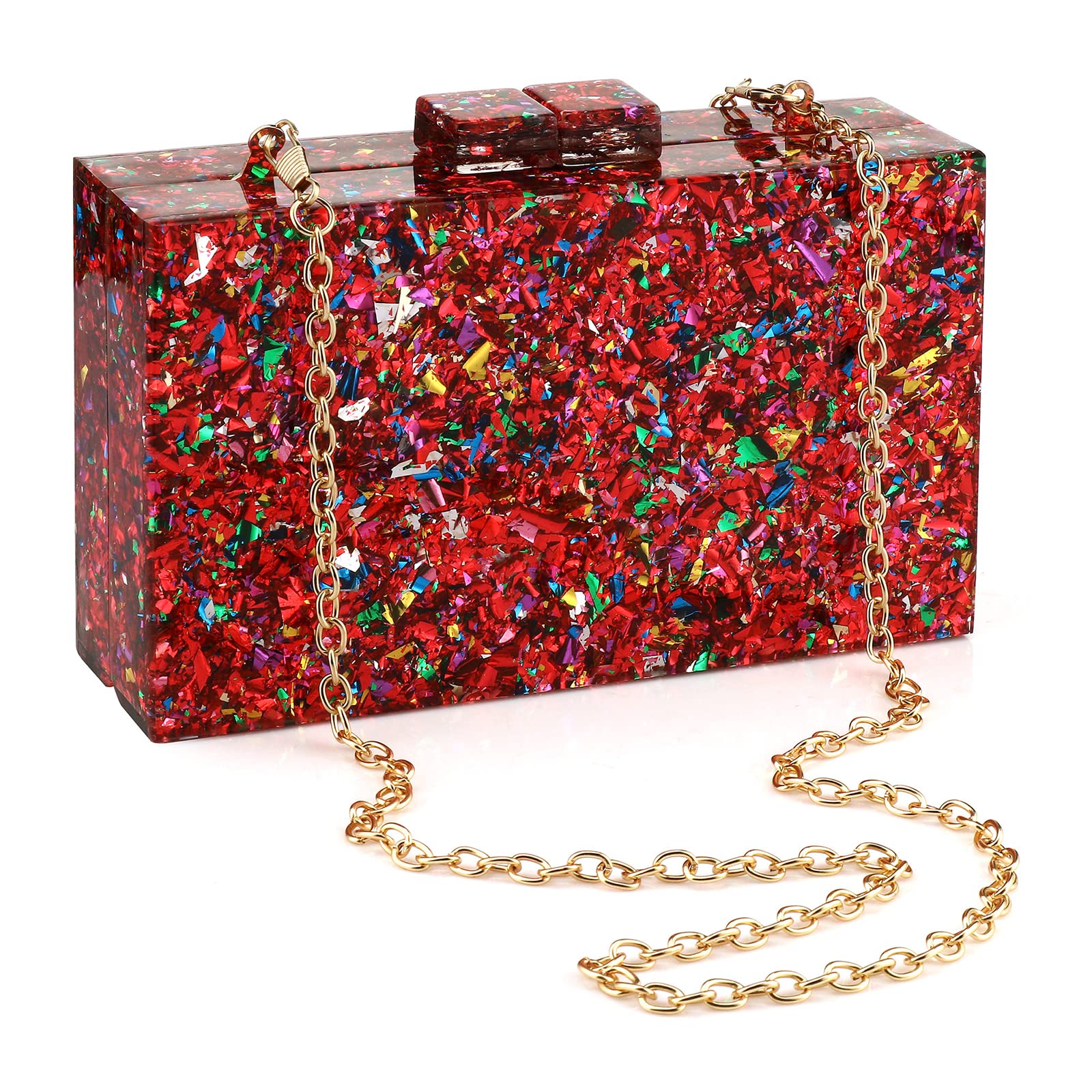 Stylish Acrylic Purses & Handbags for Women - Geometric Pattern Multicolor Perspex Box Clutch, Evening Banquet Crossbody Bag | Perfect for Parties, Weddings & Special Occasions