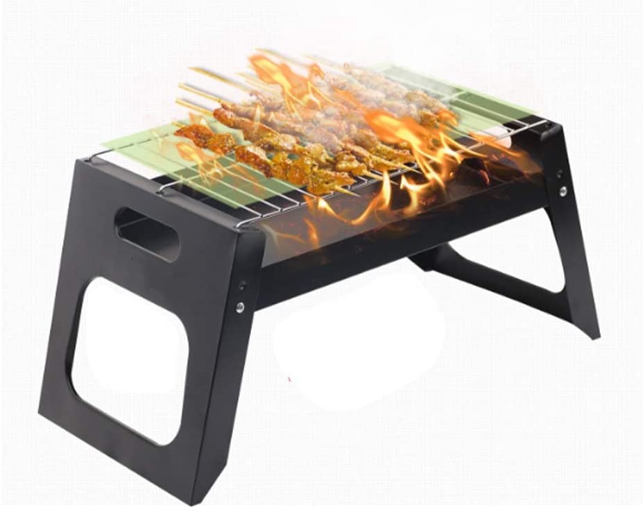 Portable Mini Folding Charcoal BBQ Grill - Outdoor Camping, Picnic & Backyard Barbecue Stove with Skewers - Perfect for Family Gatherings, Tailgating & Beach Parties