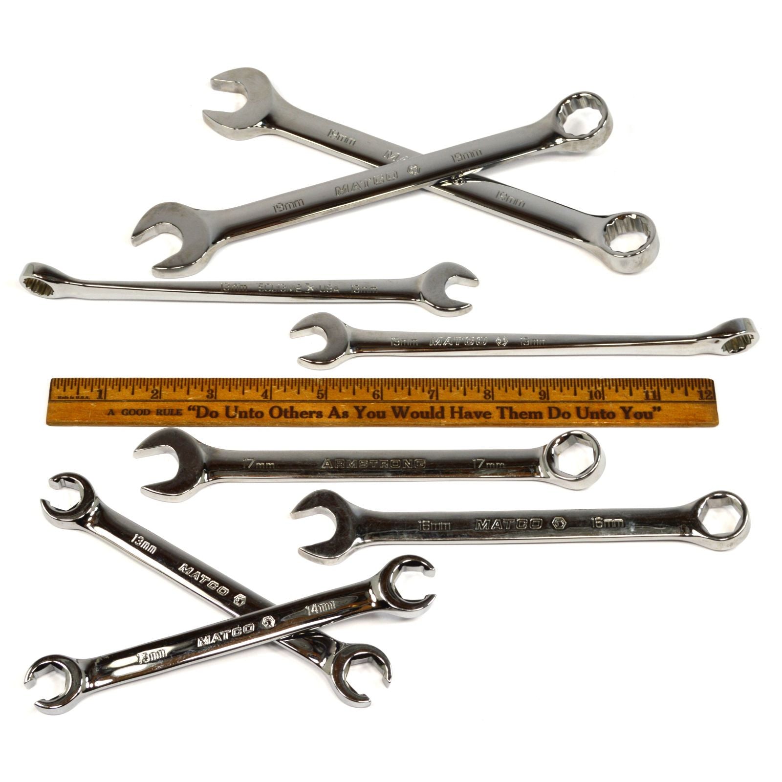 Premium 8-Piece Mixed Wrench Set - Metric Combo & Flare Nut Wrenches (Matco & Armstrong) - Perfect for Automotive Repair, DIY Projects & Professional Mechanics