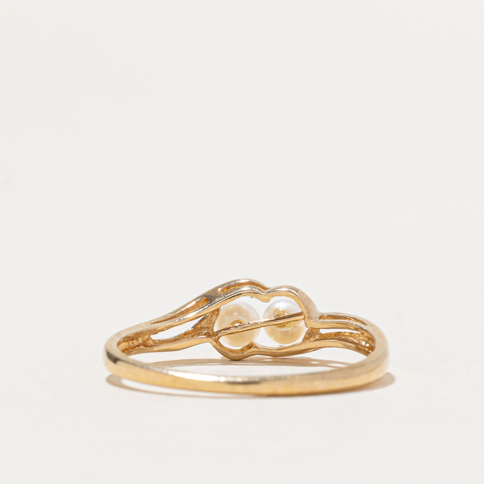 Two Stone Pearl Bypass Ring - Size 7 | Elegant Pearl and Gemstone Ring for Women | Perfect for Weddings, Anniversaries & Special Occasions