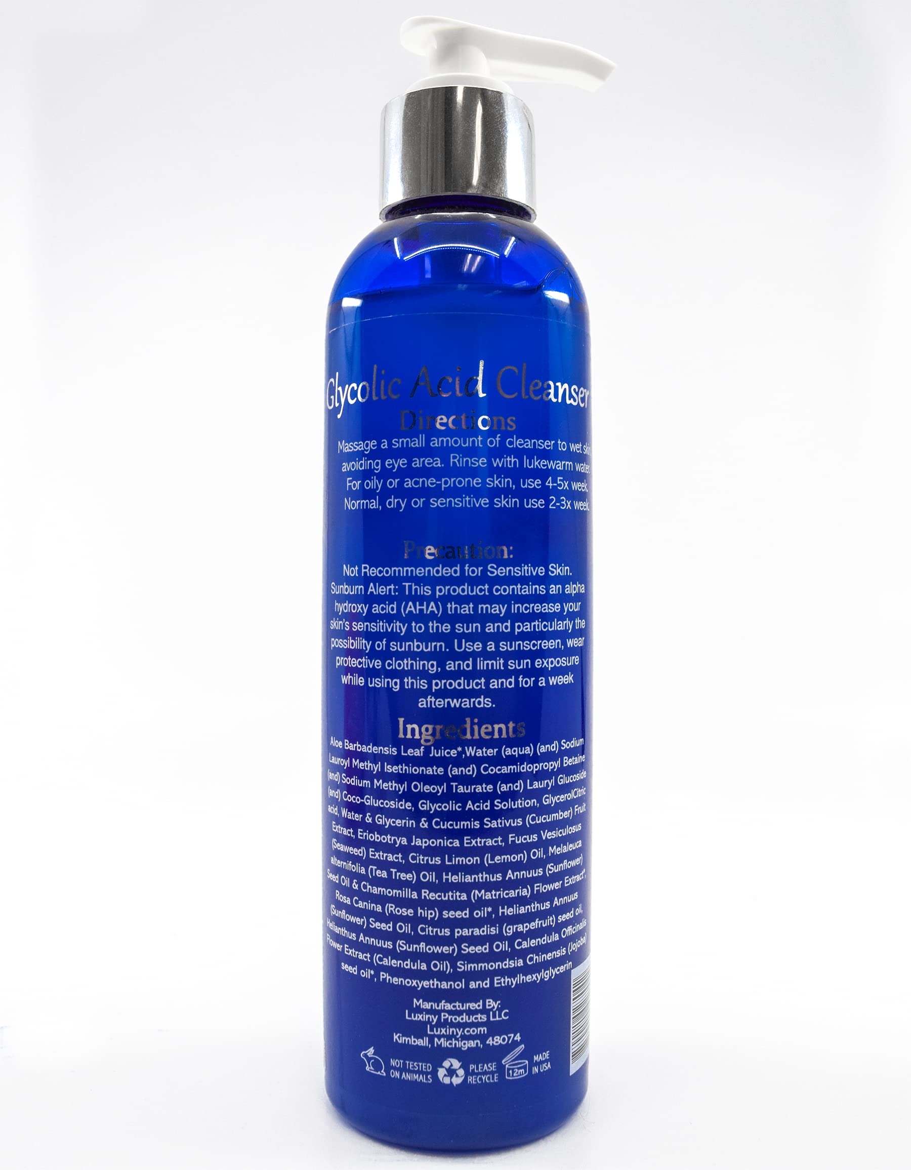 10% AHA Glycolic Acid Face Wash - Exfoliating Cleanser & Pore Minimizer for Women & Men | Vegan Body & Facial Wash for Acne Care