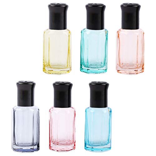 FRCOLOR 6-Pack Essential Oil Roller Bottles - 3ml Colorful Glass Roll-On Bottles for Aromatherapy, Perfume & DIY Blends | Portable Travel Size for Purse, Gym & Home Use
