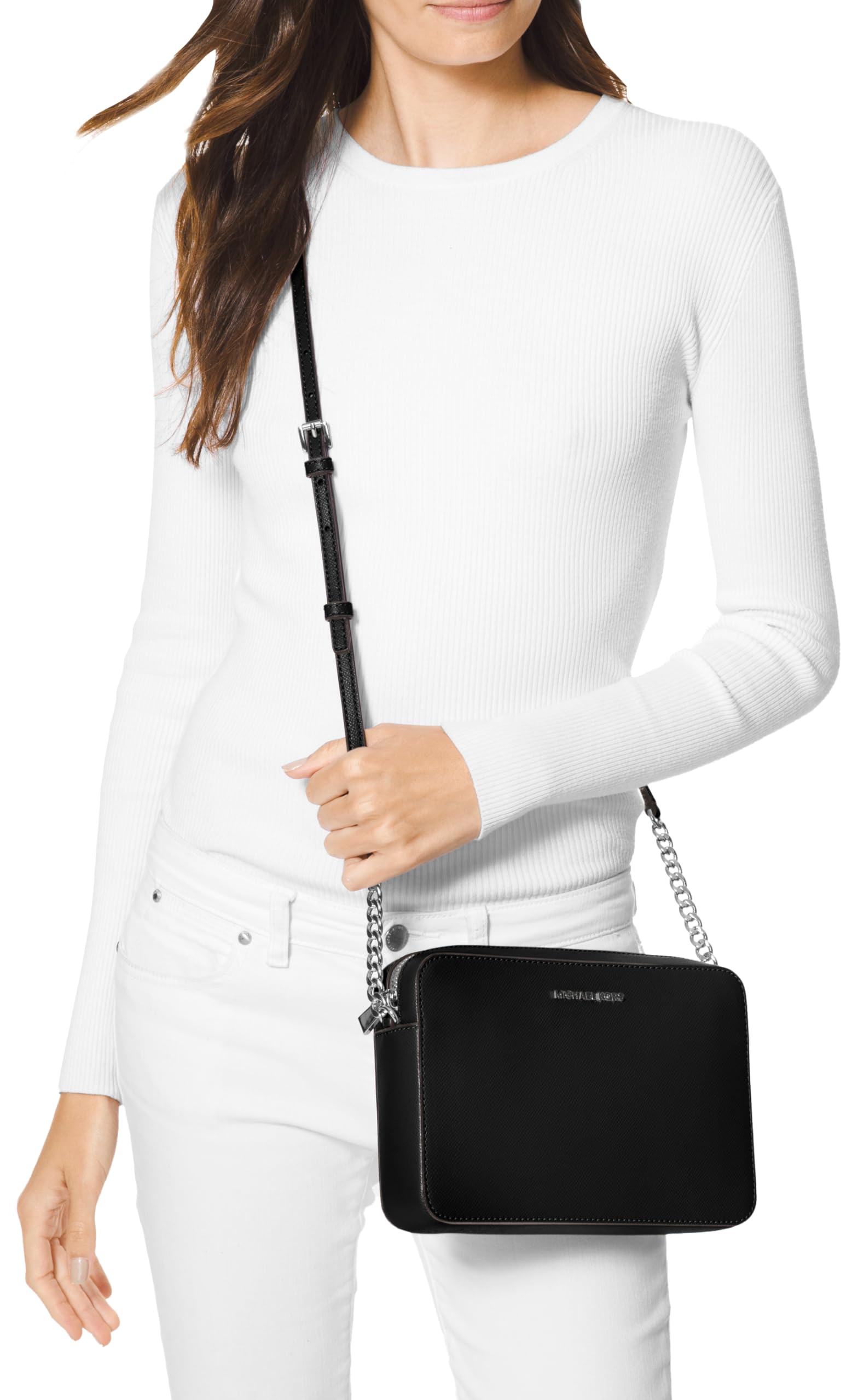 Michael Kors Jet Set Large Crossbody Bag for Women - Genuine Leather Shoulder Purse with Adjustable Strap, Fashionable Handbag for Work, Travel & Everyday Use