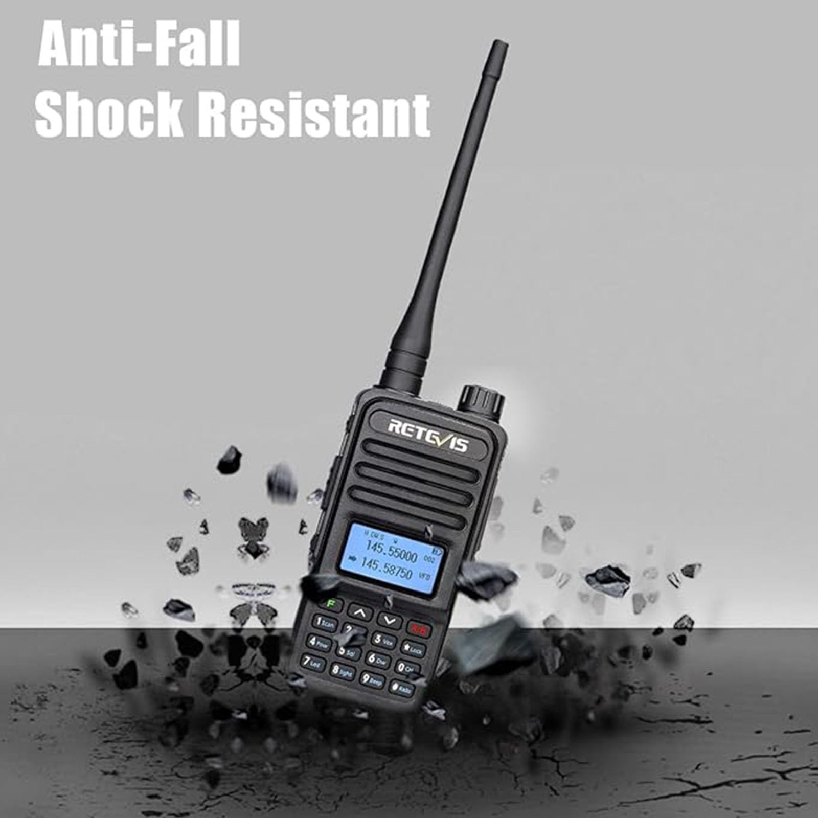 Retevis RT85 2-Way Radio Long Range Walkie Talkies with Microphone - 5W Dual Band Handheld Two-Way Radios, LCD Display, Durable, SOS Siren & Flashlight - Professional Walkie Talkies for Security, Hotel, Business (4 Pack) - Ideal for Construction Sites, Outdoor Adventures & Emergency Communication