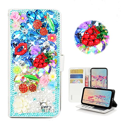Blue, Cherry Pineapple Floral Lips