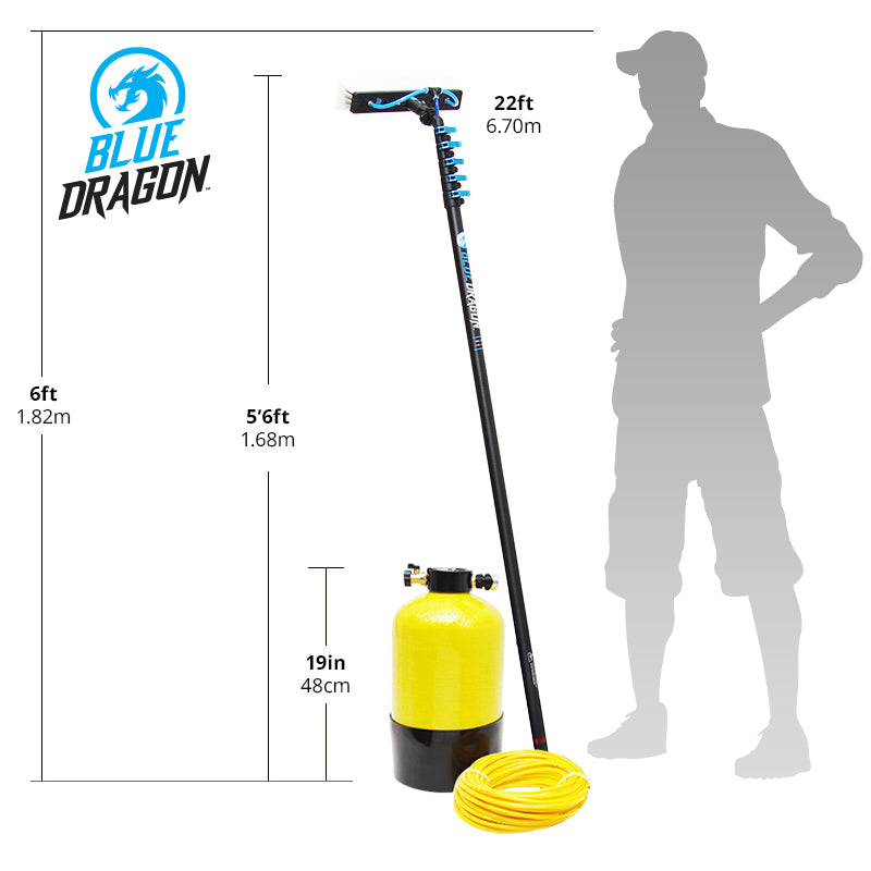 Blue Dragon Water Fed and DI Tank Starter Kit - Yellow | Professional Window Cleaning System for Home & Commercial Use